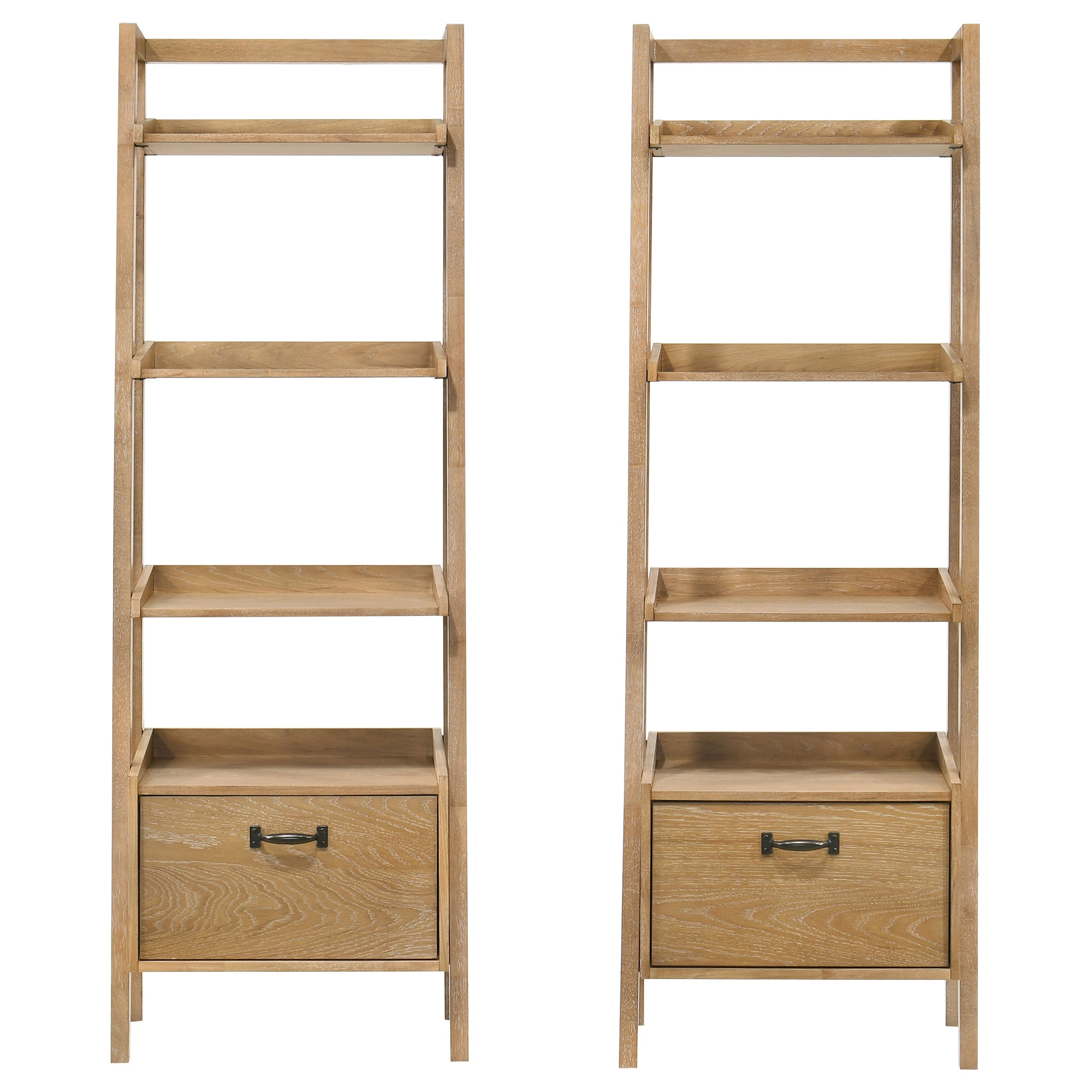 Fabian 2-piece 3-shelf Bookshelf with Drawer Distressed Light Brown-