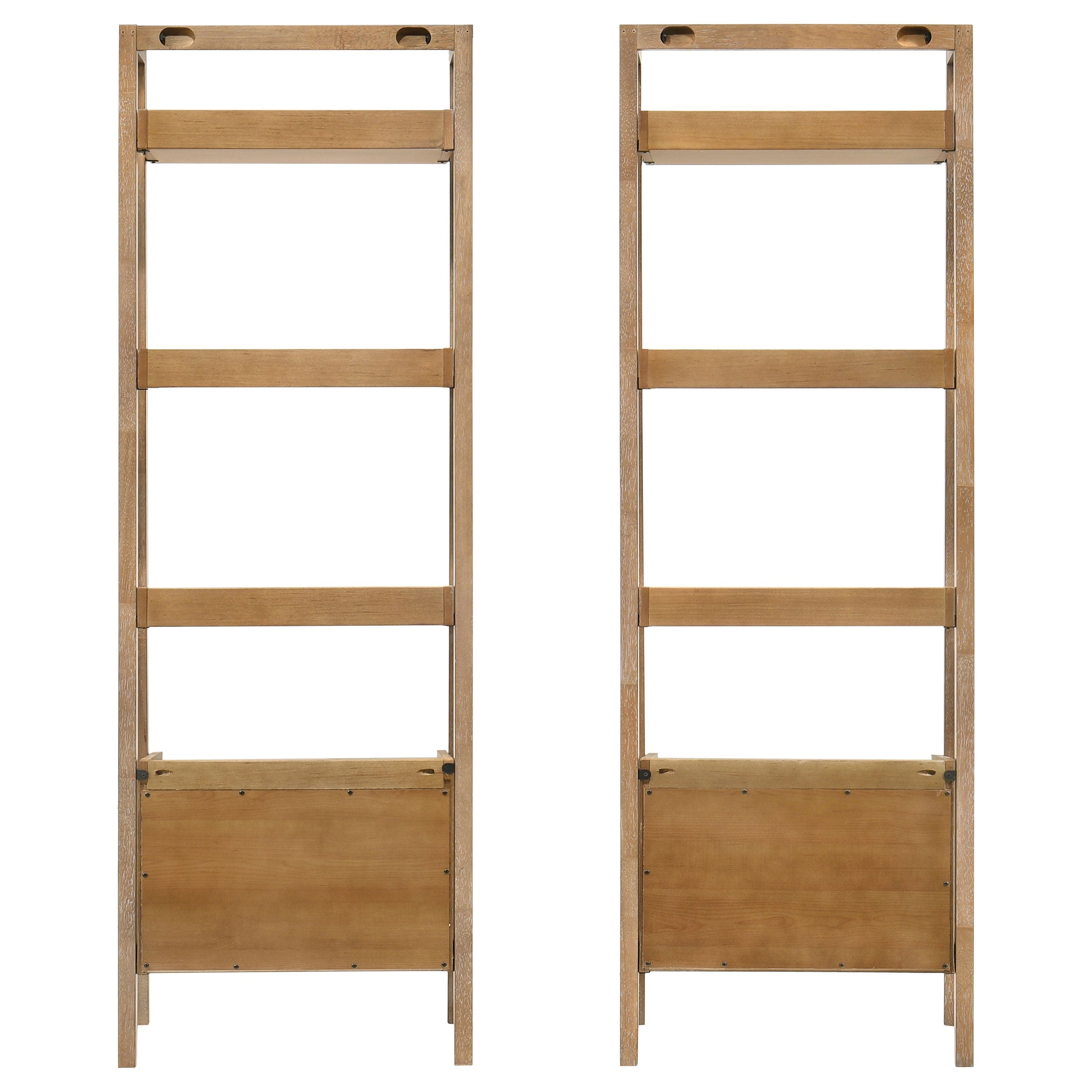 Fabian 2-piece 3-shelf Bookshelf with Drawer Distressed Light Brown-