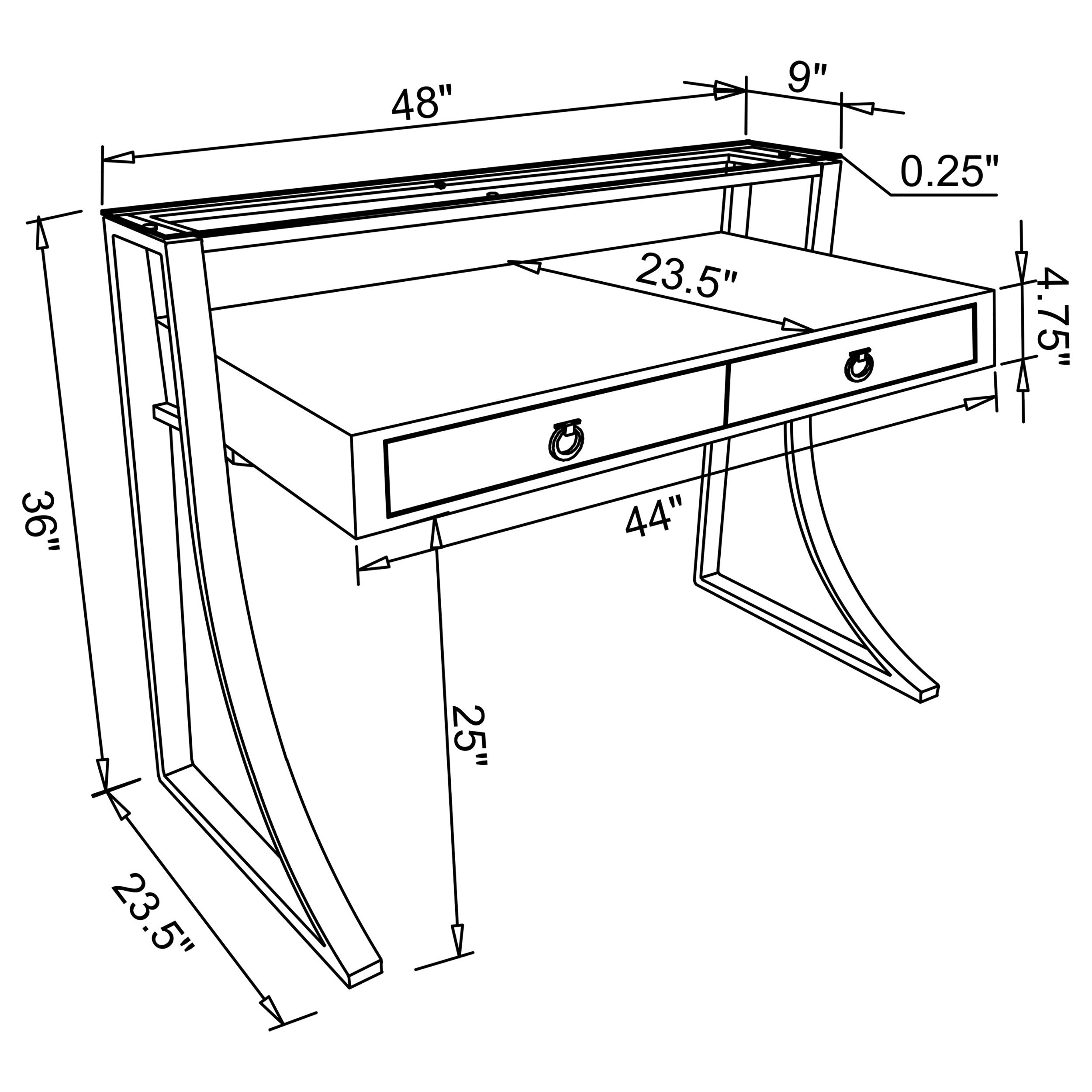 Gemma 48-inch 2-drawer Writing Desk White High Gloss-CoasterEssence