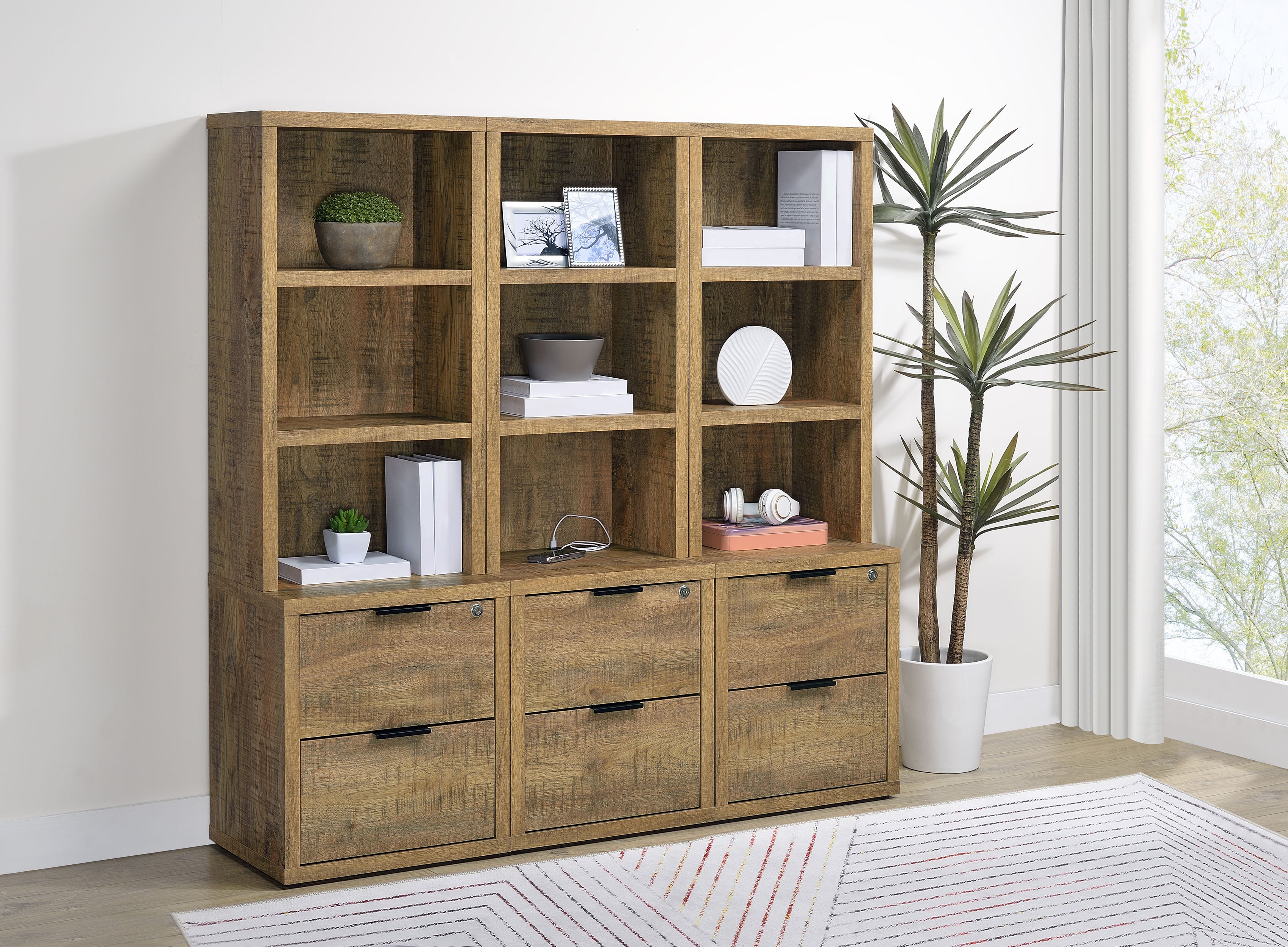 Westpark 3-piece Wall Unit Bookcase Set with USB Mango-