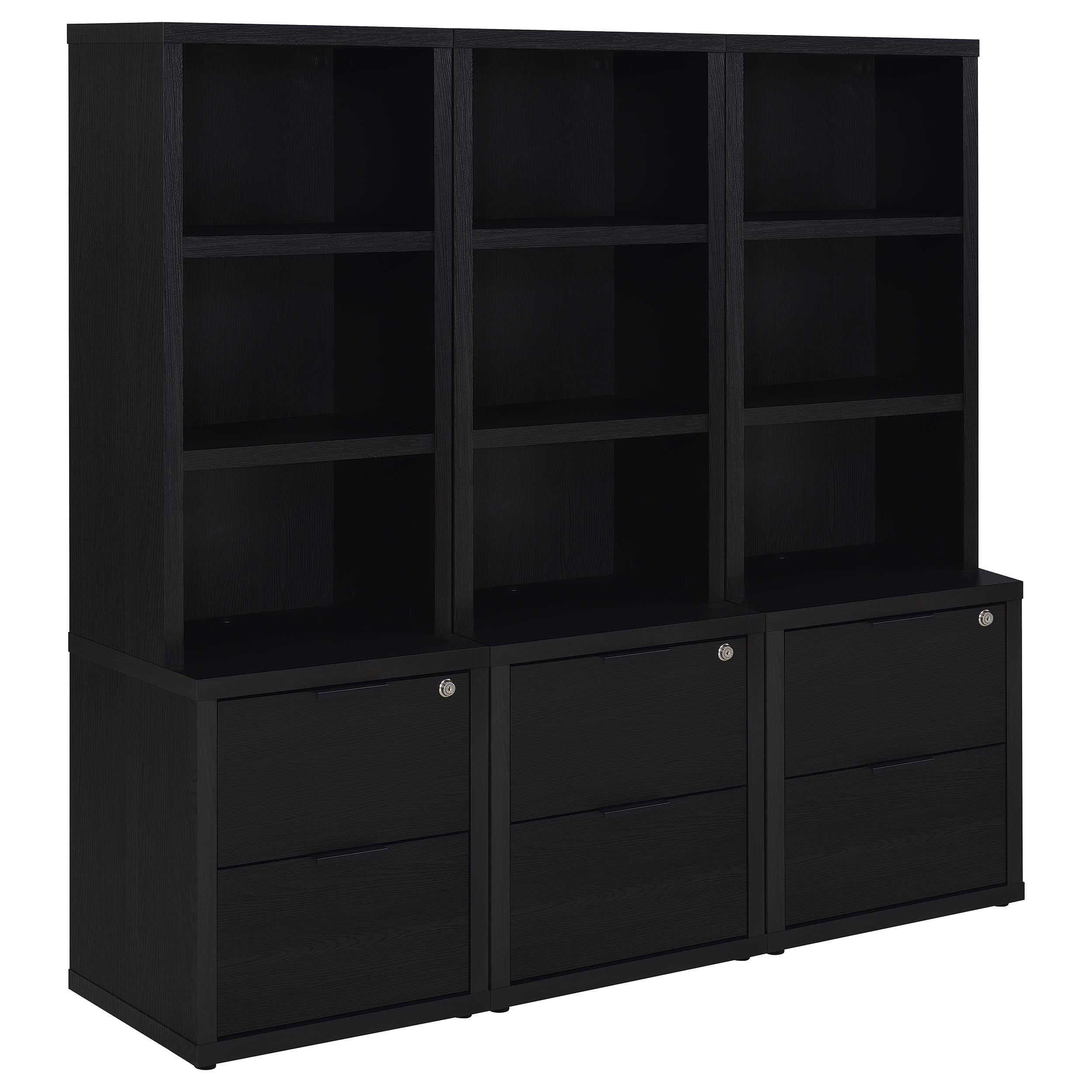 Westpark 3-piece Wall Unit Bookcase Set with USB Black-