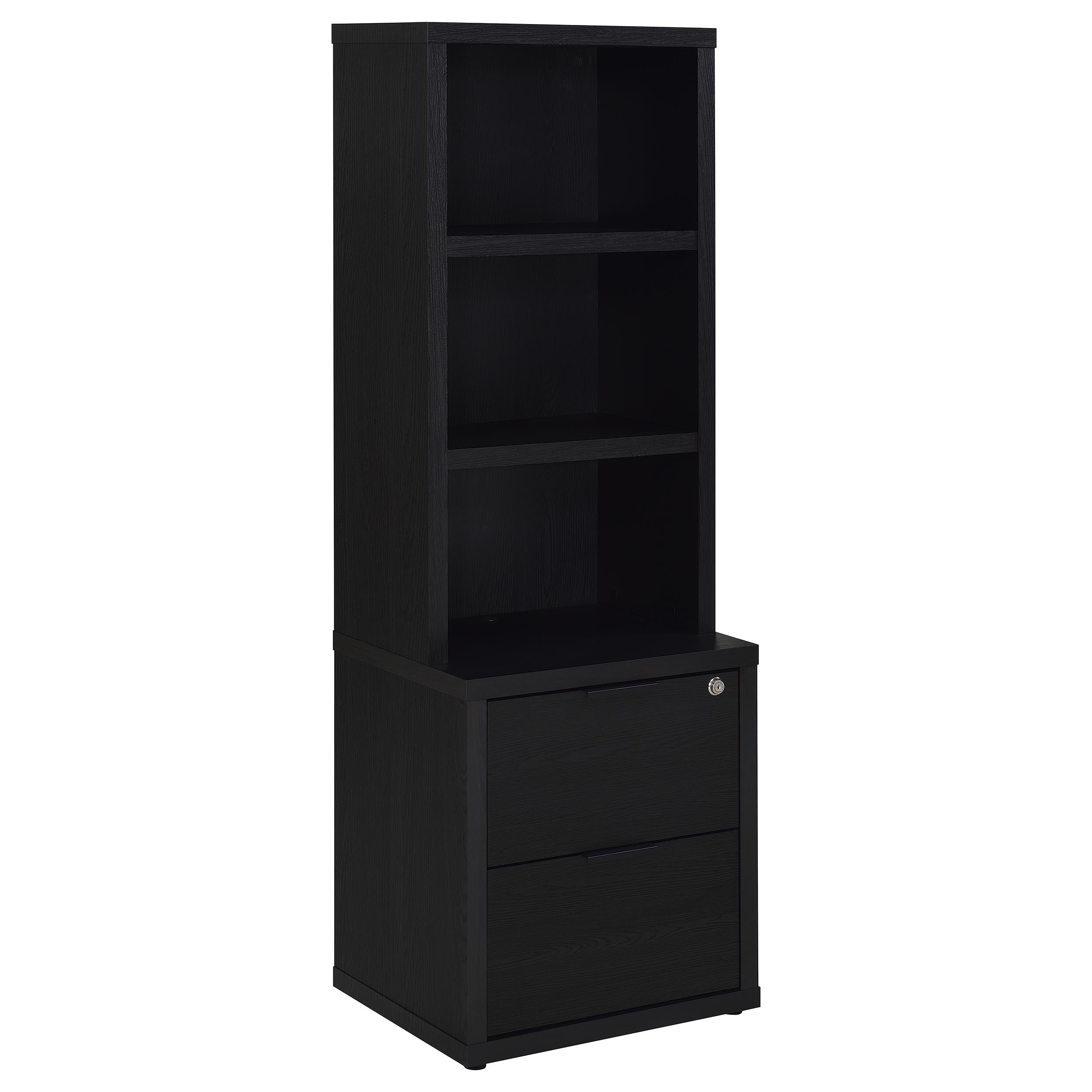 Westpark 3-shelf Bookcase USB and Lockable Drawer Black-