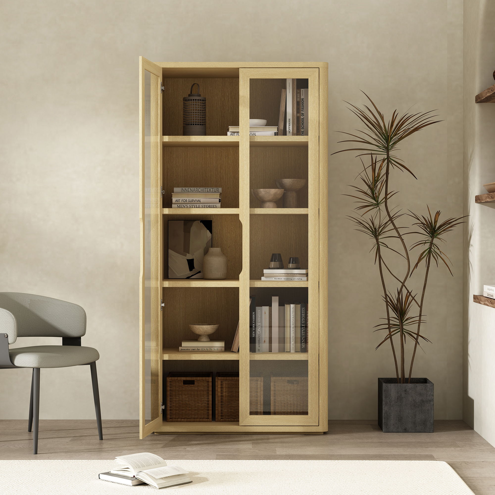 Rivington - Bookcase Cabinet With Glass Doors