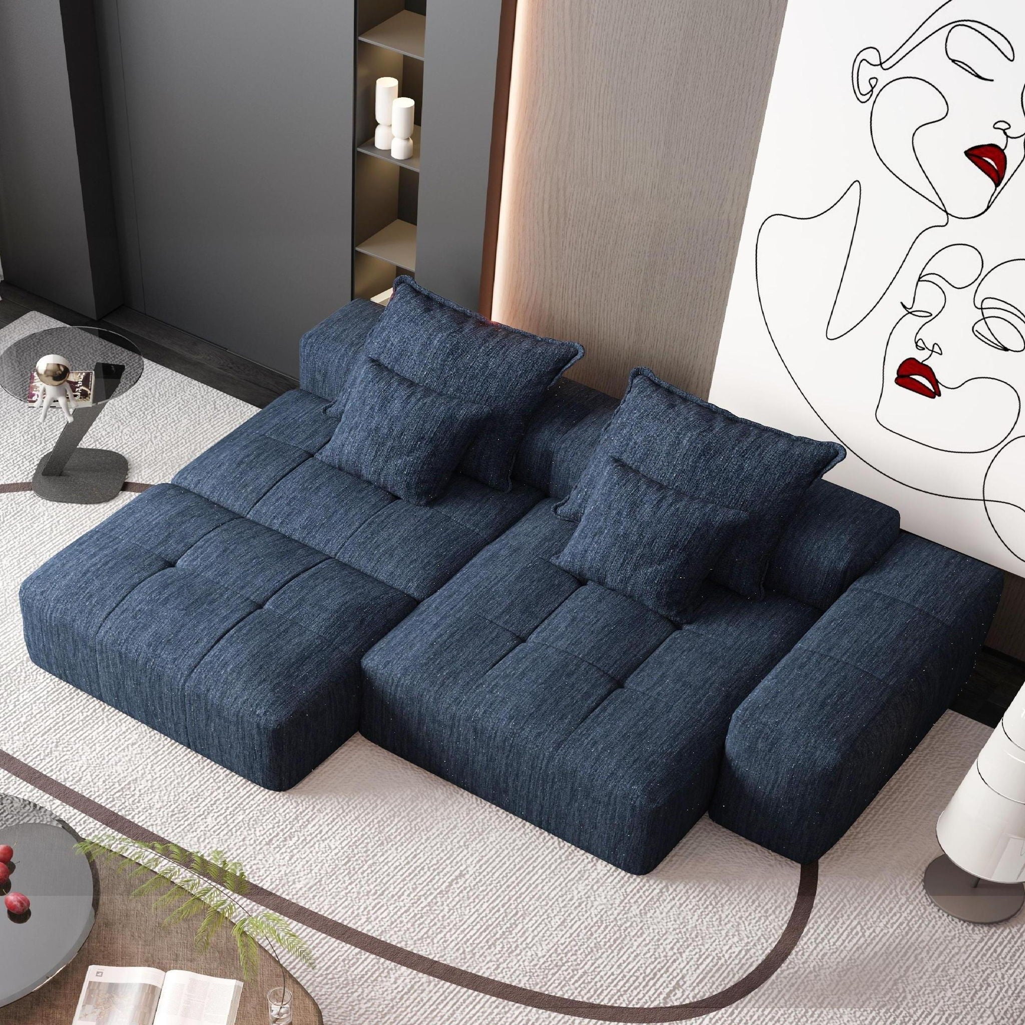 Modern Oversized Diy Combination Modular Sectional Sofa With Pillows