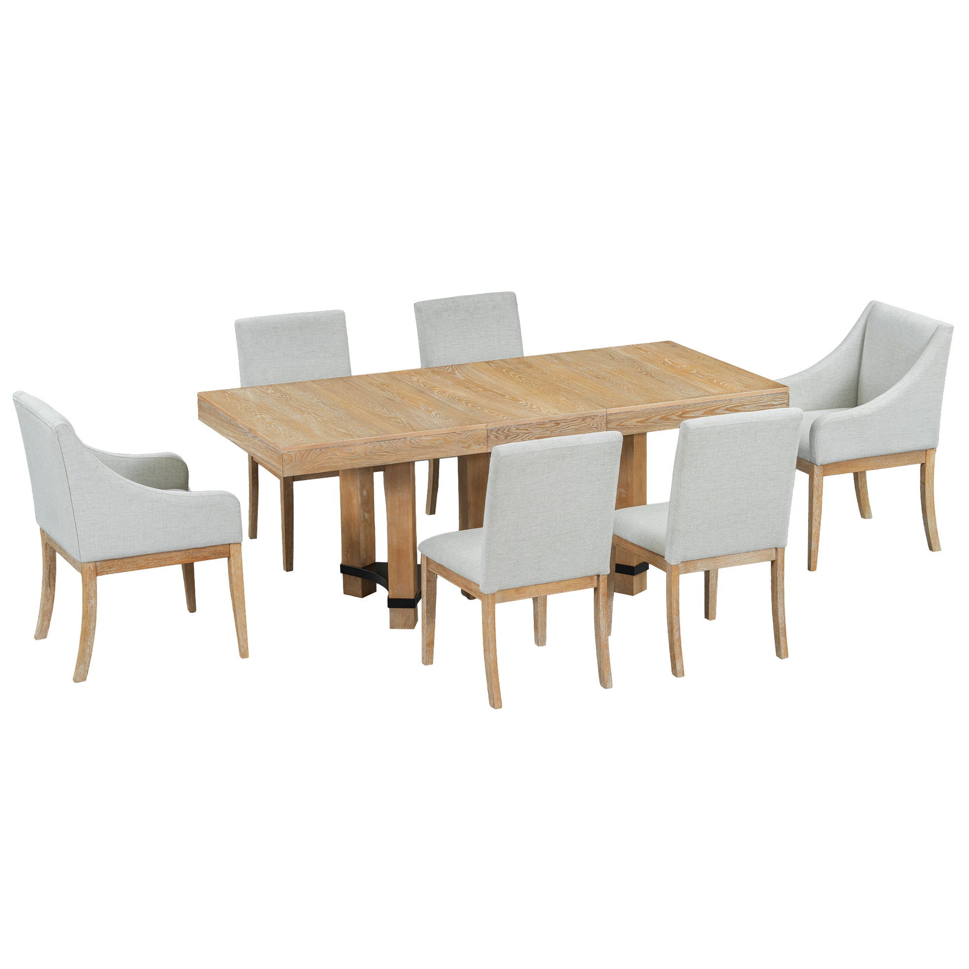 Topmax - 7 Piece Rustic Extendable Dining Table Set With Removable Leaf, 2 Arm Chairs And 4 Armless Chairs - Best Buy Furniture