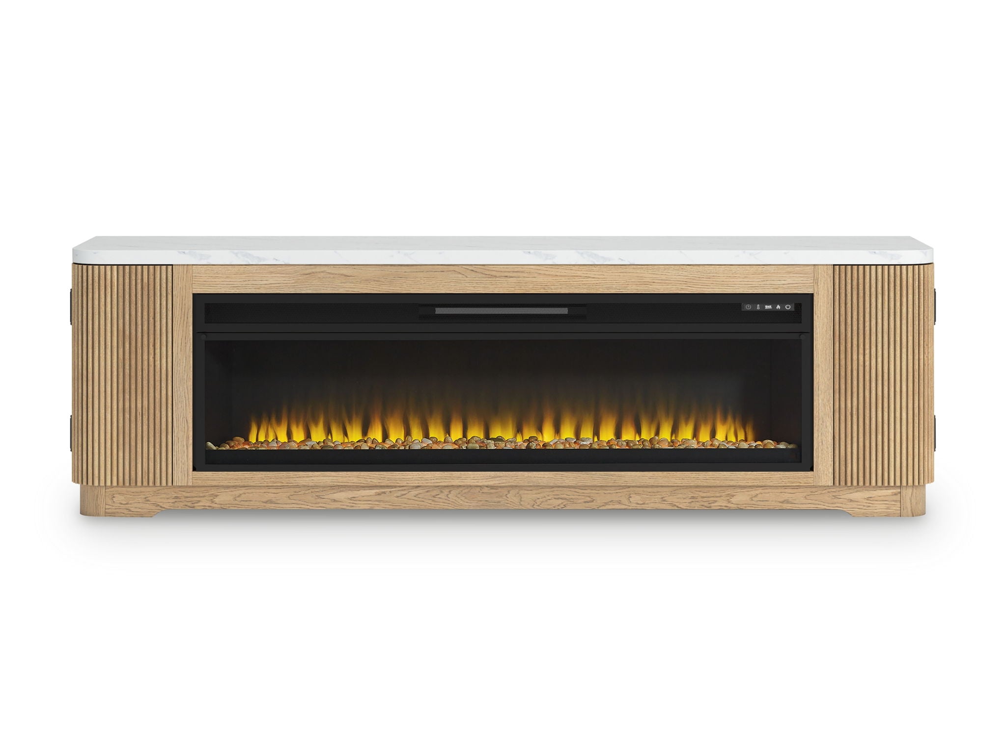 Camdill - Light Brown - 80" TV Stand With Electric Fireplace