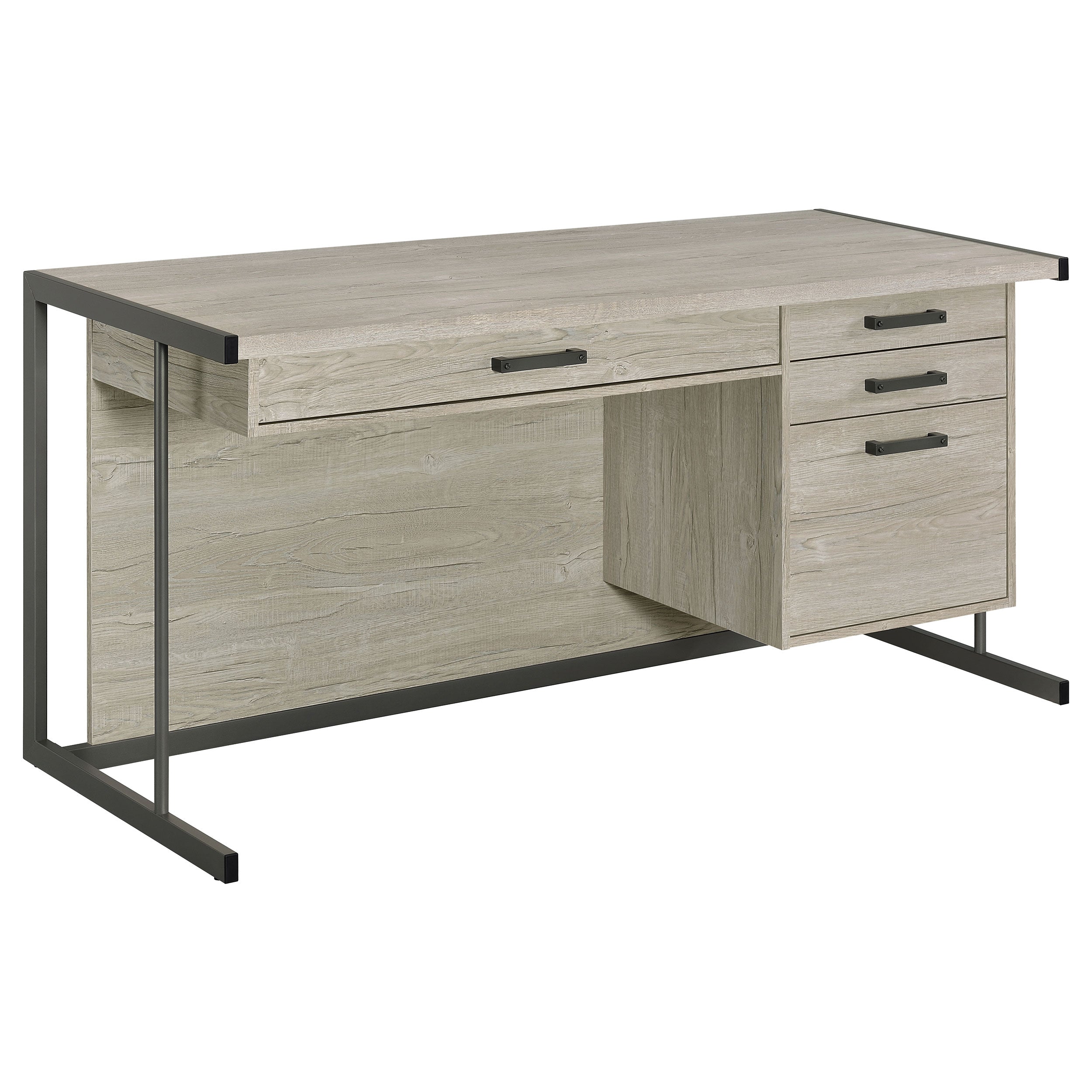 Loomis 60-inch 4-drawer Computer Desk Whitewashed Grey-CoasterEssence