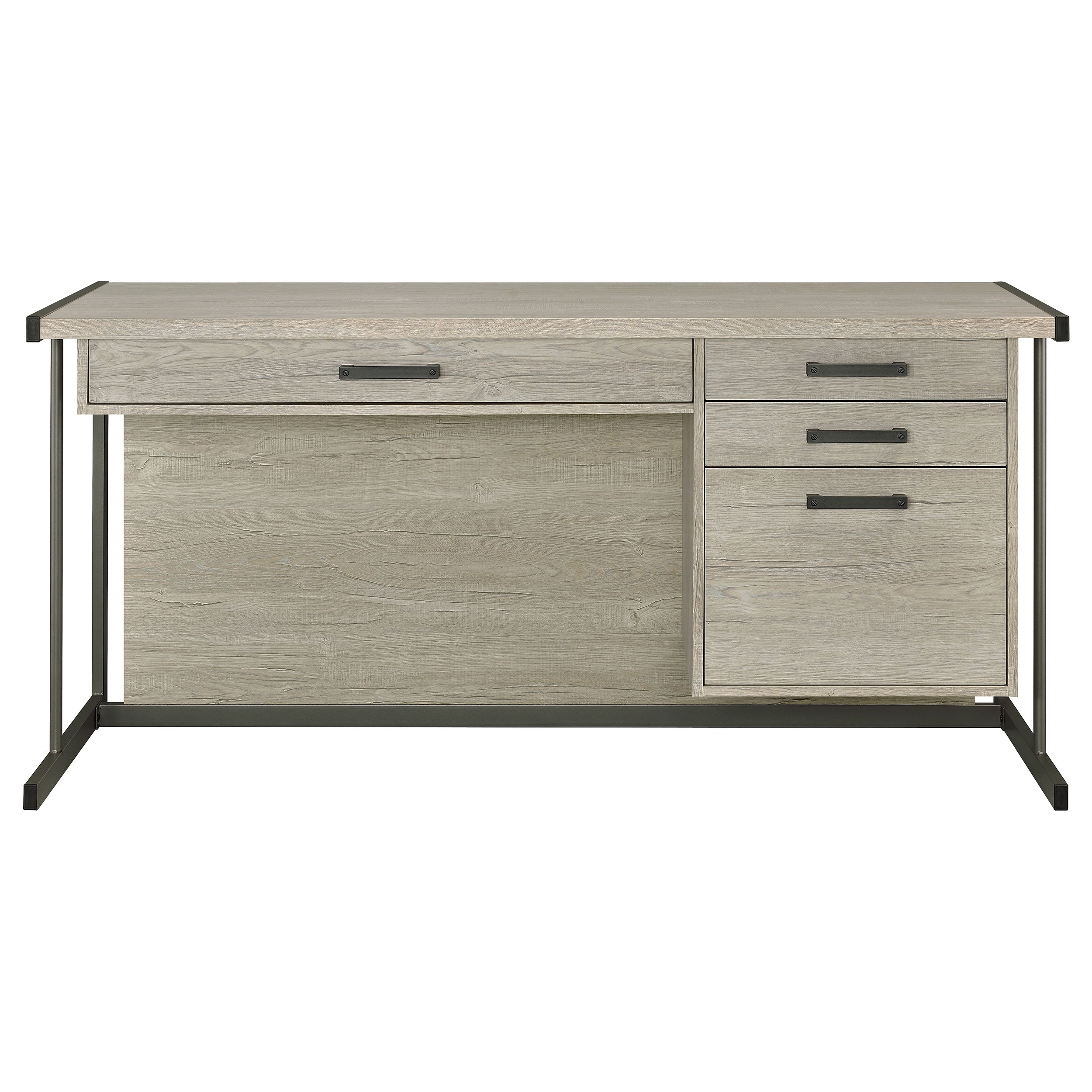 Loomis 60-inch 4-drawer Computer Desk Whitewashed Grey-CoasterEssence