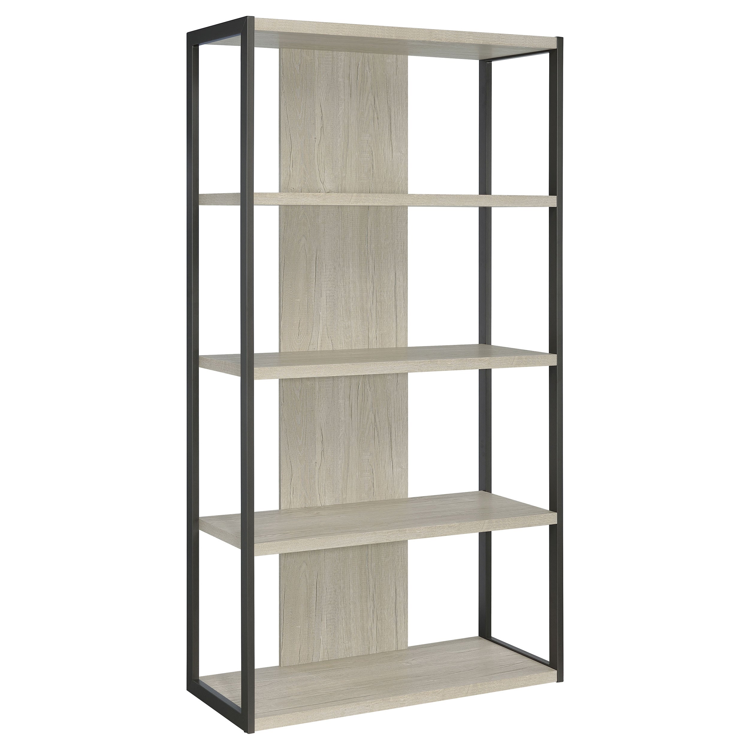 Loomis 72-inch 4-shelf Bookshelf Whitewashed Grey-CoasterEssence