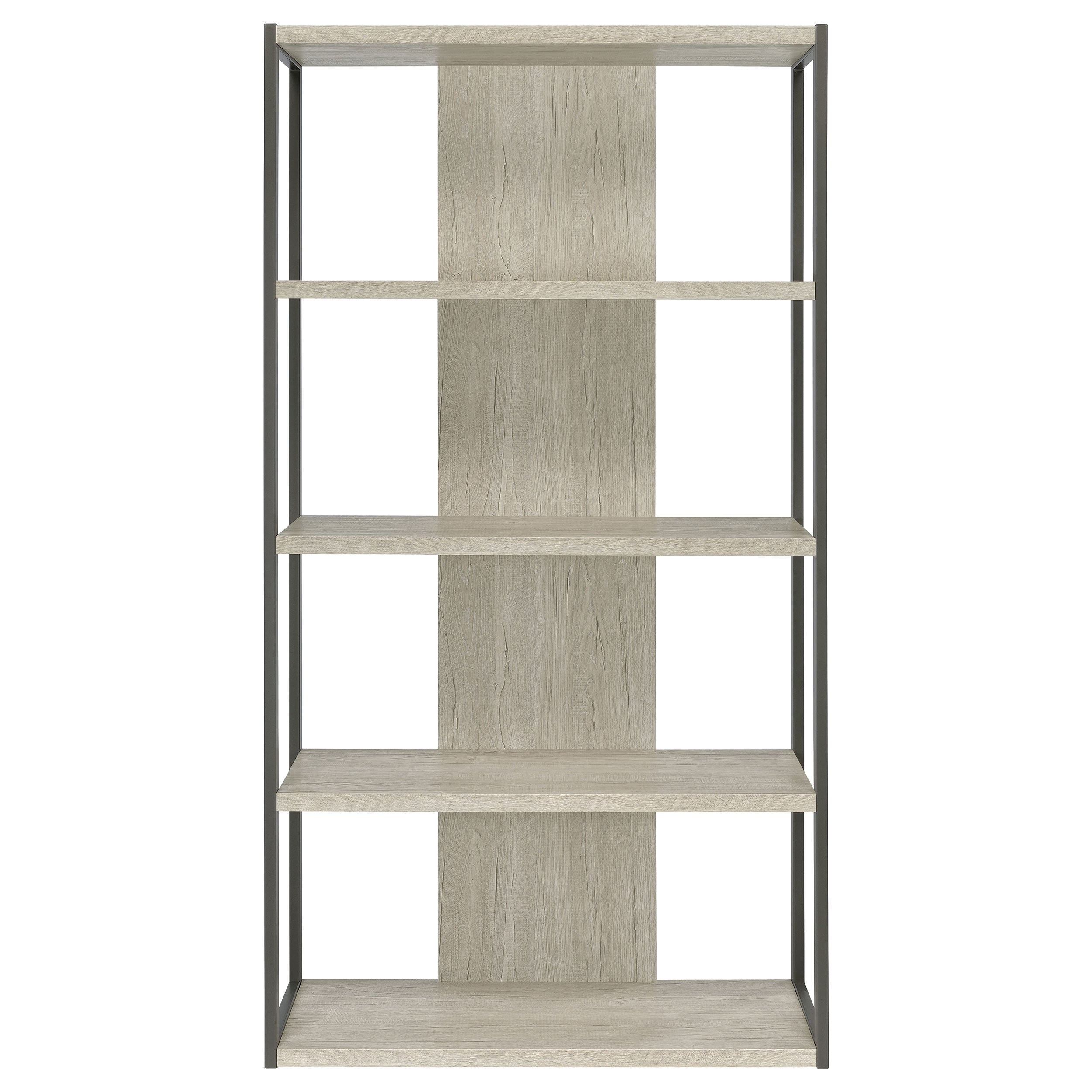 Loomis 72-inch 4-shelf Bookshelf Whitewashed Grey-CoasterEssence