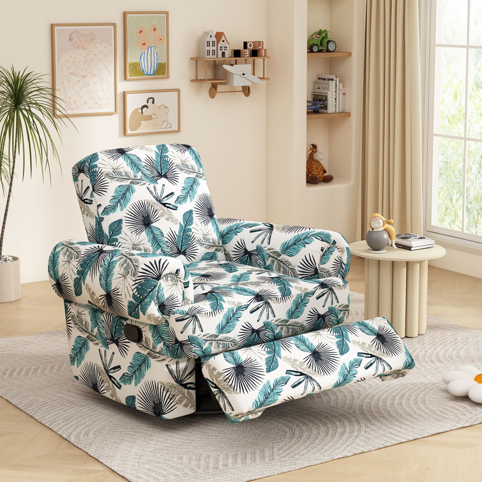 Manual Swivel Recliner Rocker Chair With Adjustable Backrest