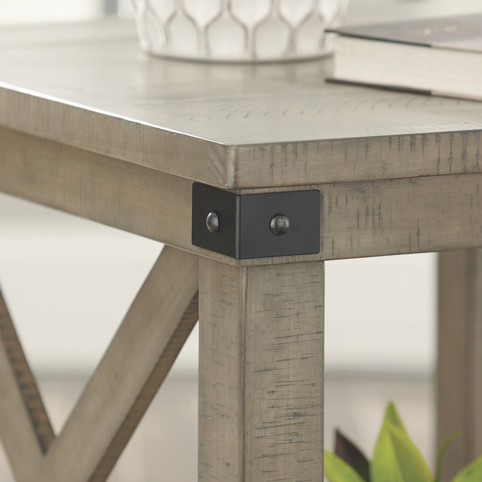 Aldwin - Rectangular End Table - Crossbuck Styling - Gray - Best Buy Furniture