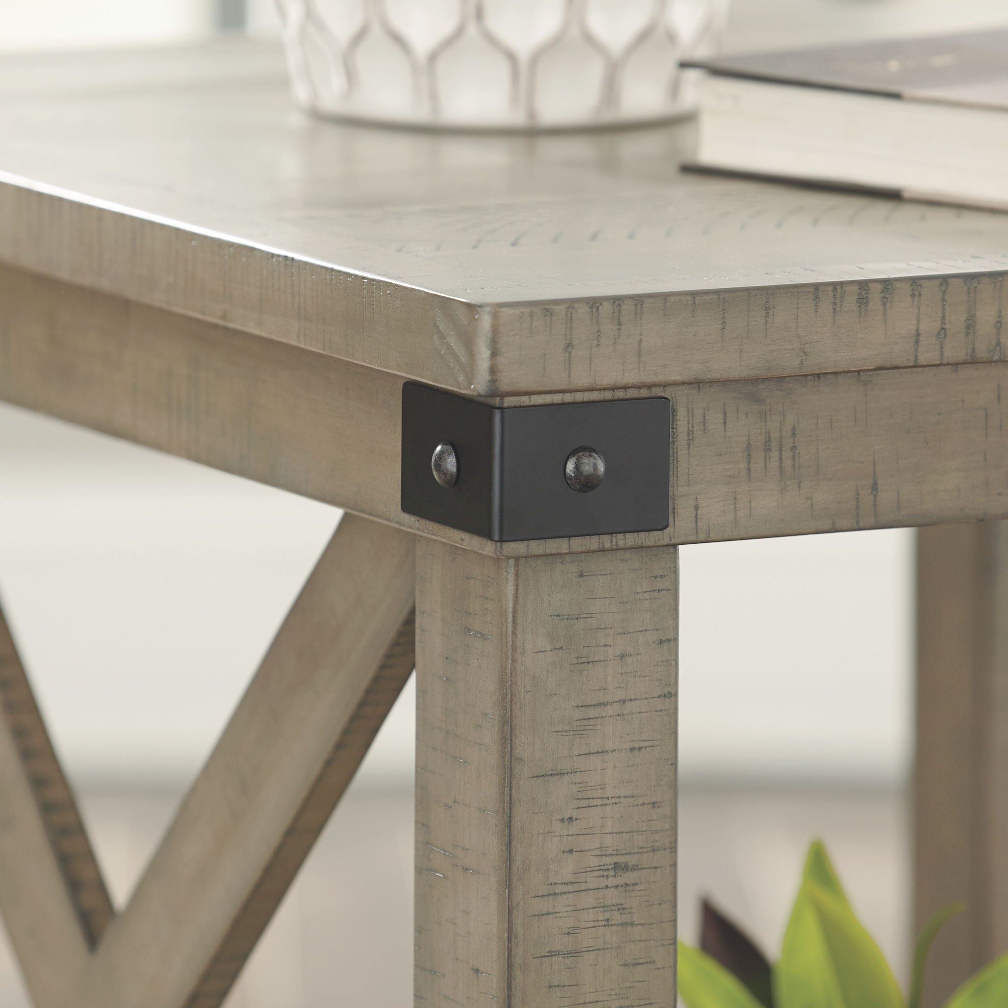 Aldwin - Rectangular End Table - Crossbuck Styling - Gray - Best Buy Furniture