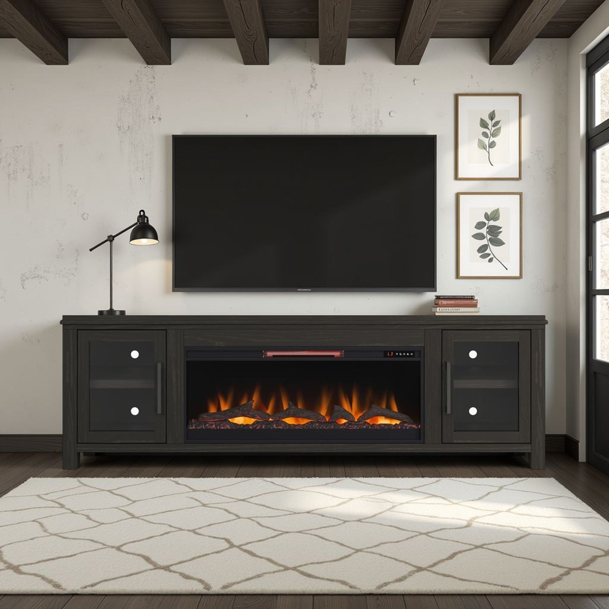 Tybee - Electric Fireplace TV Console For TVs Up To 95" - Clove - Best Buy Furniture