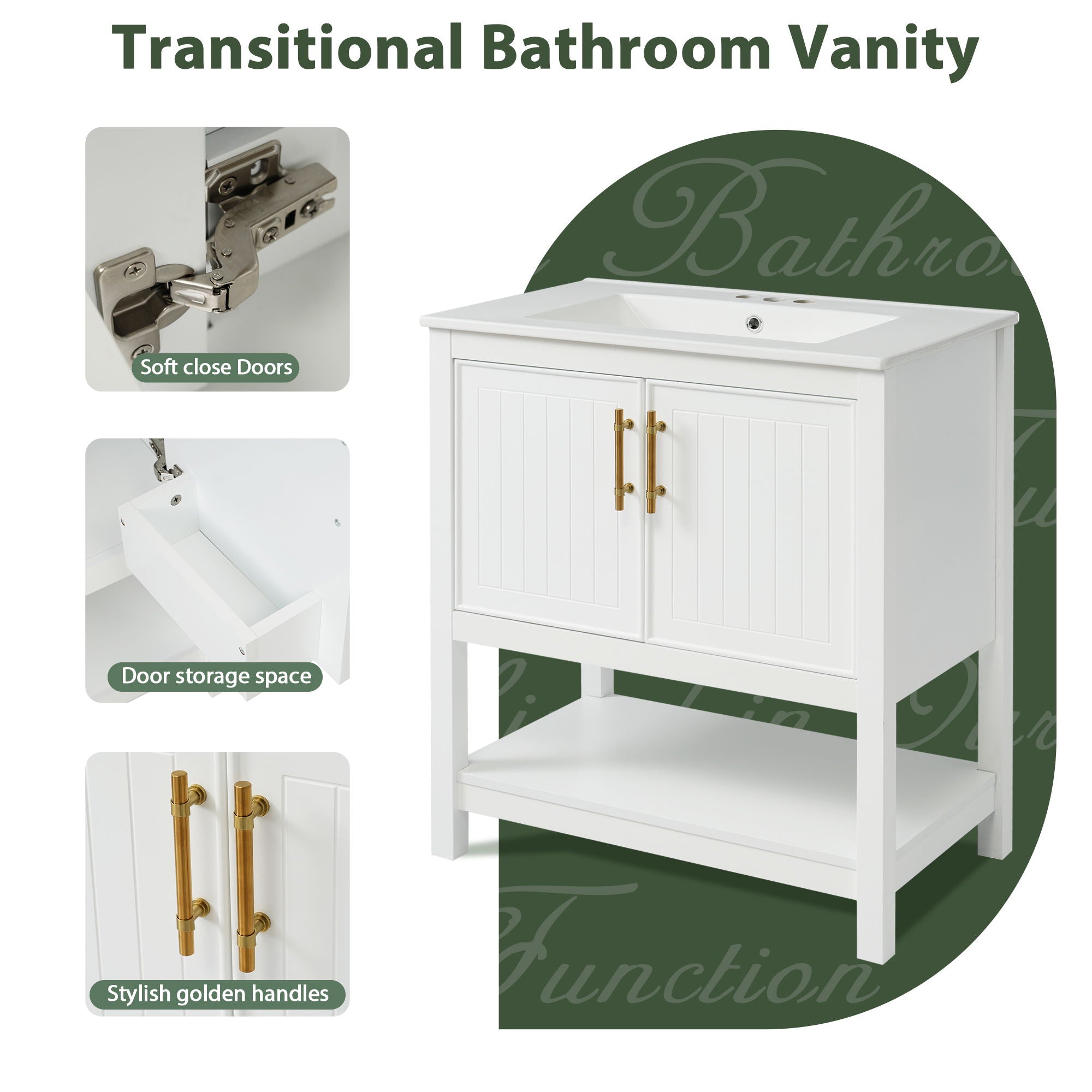 Elegant Bathroom Vanity With Ceramic Sink And Versatile Storage - Best Buy Furniture