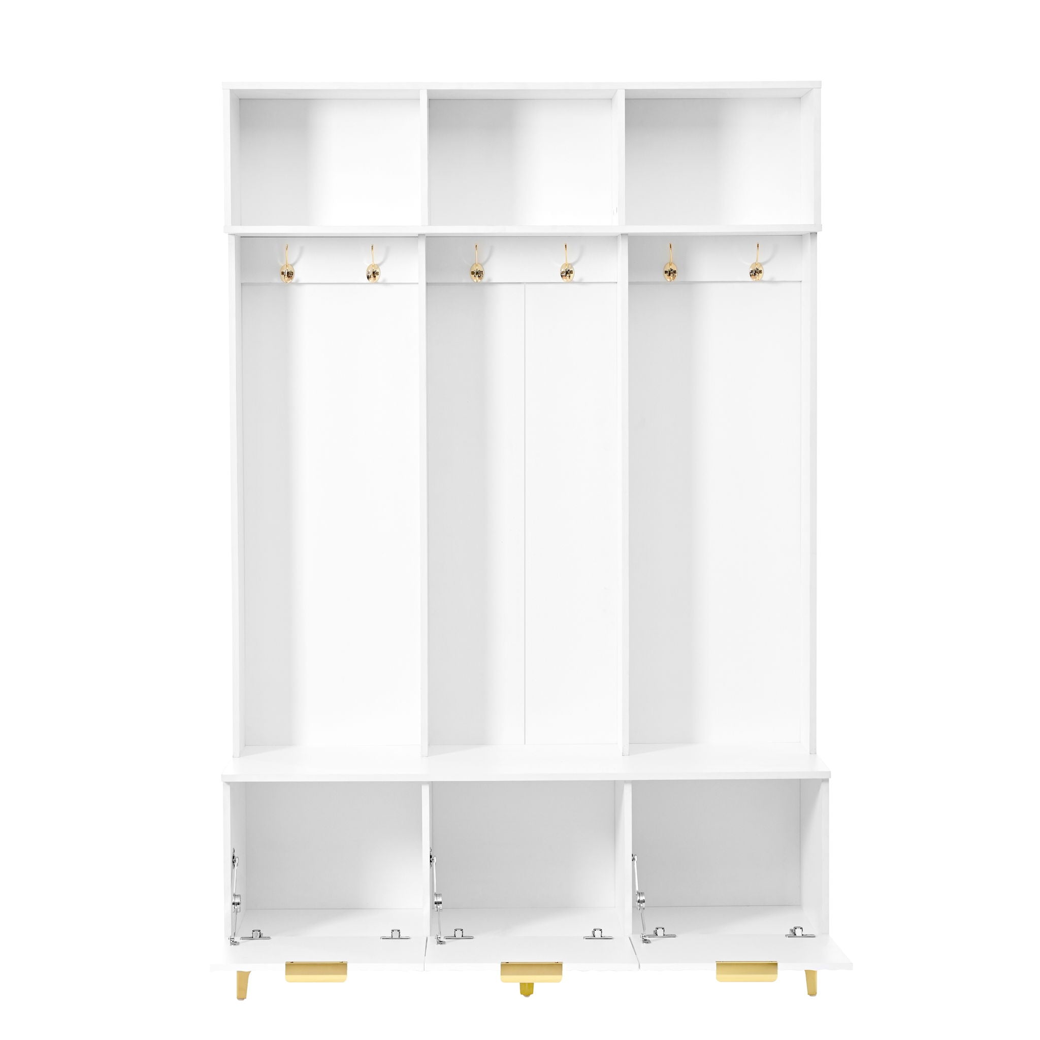 Modern Large Storage Hall Tree With Bench, 6 Hooks