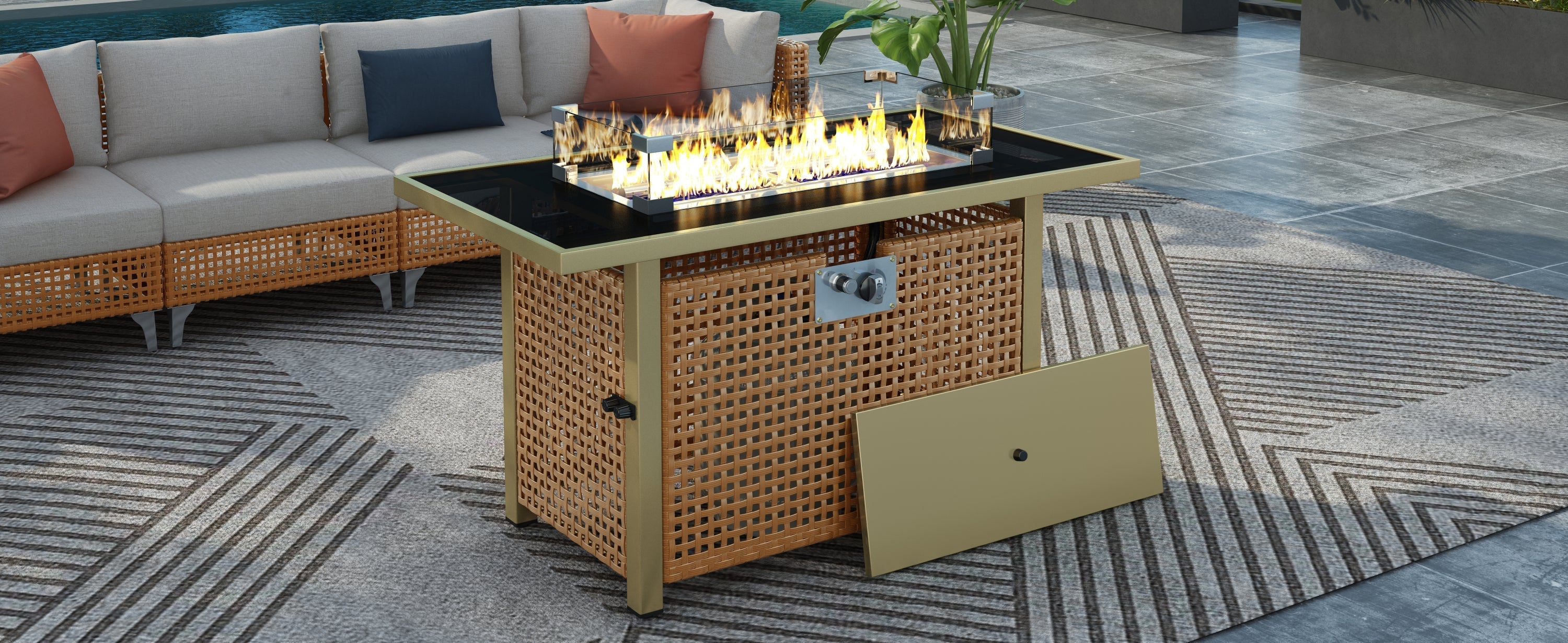 K&K 43' Propane Gas Fire Pit Table