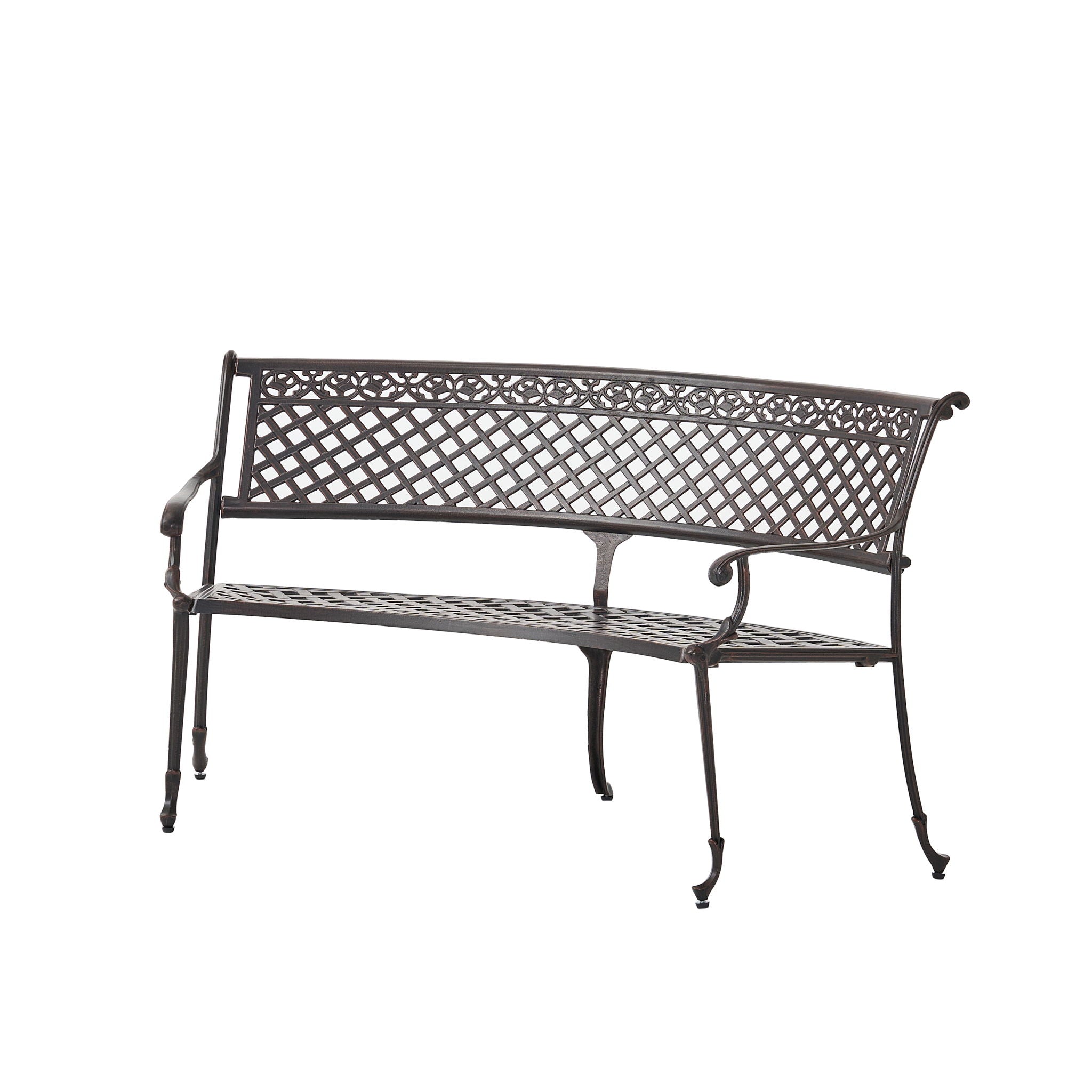 Sector - Bench With Curved Design And Diamond Cross Seat - Copper