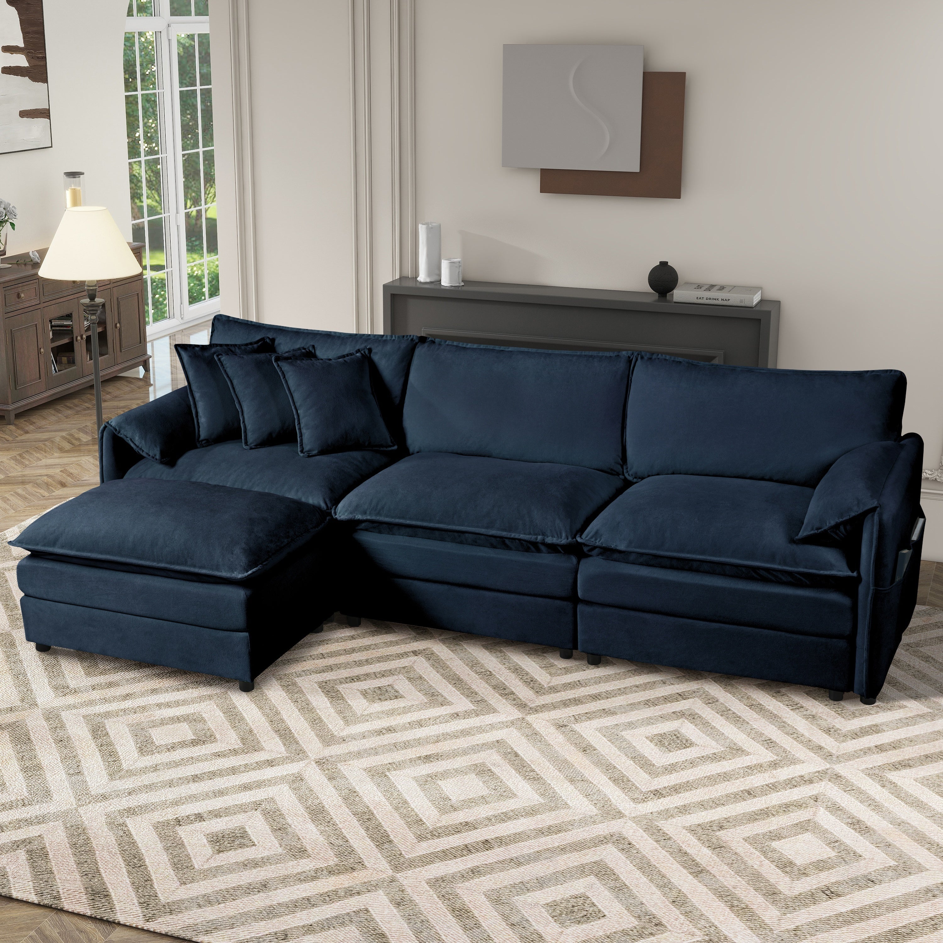 Modular Sectional Sofa Oversized Deep Seat L Shaped Couch Set for Living Room