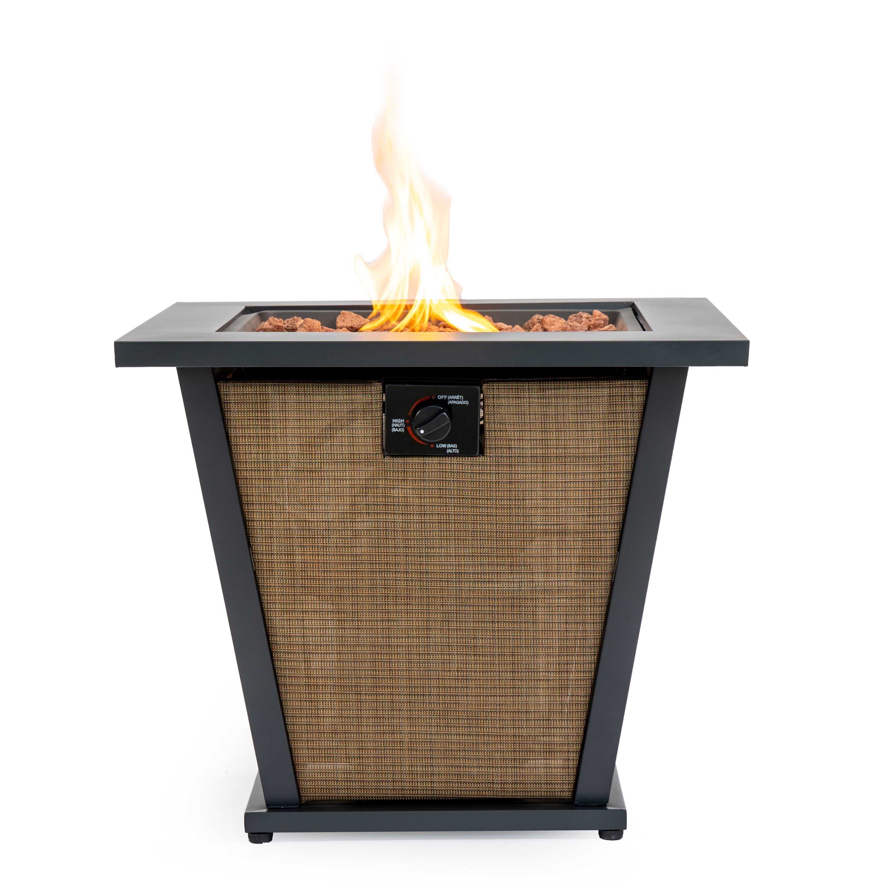 28" Propane Gas Fire Pit Table - 50000 BTU Square Steel Fire Pit