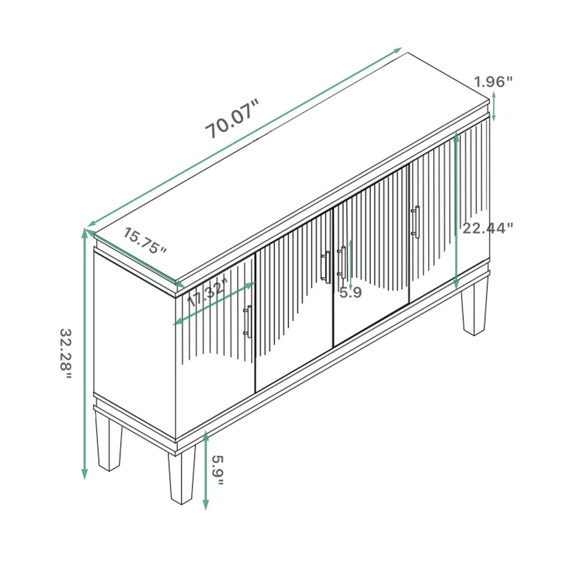 Champagne 4-Door Cabinet with Adjustable Shelves