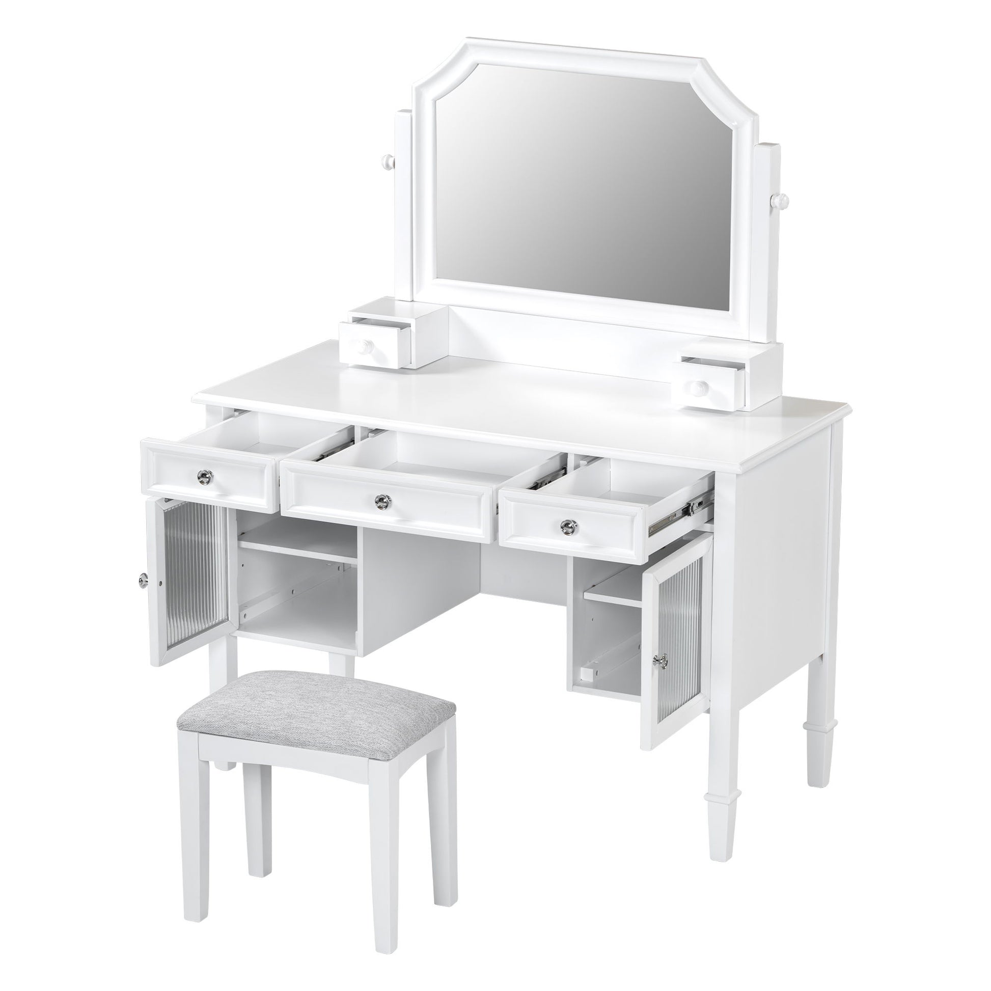 Elegant Makeup Vanity Desk With Adjustable Mirror And Storage And Construction - White - Best Buy Furniture