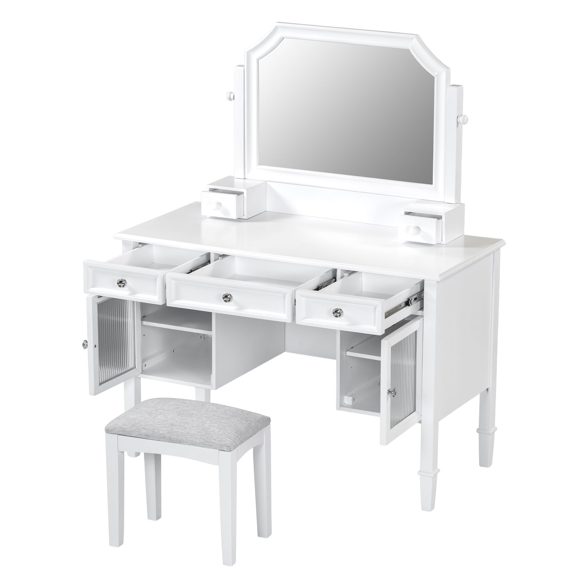 Elegant Makeup Vanity Desk With Adjustable Mirror And Storage And Construction - White - Best Buy Furniture