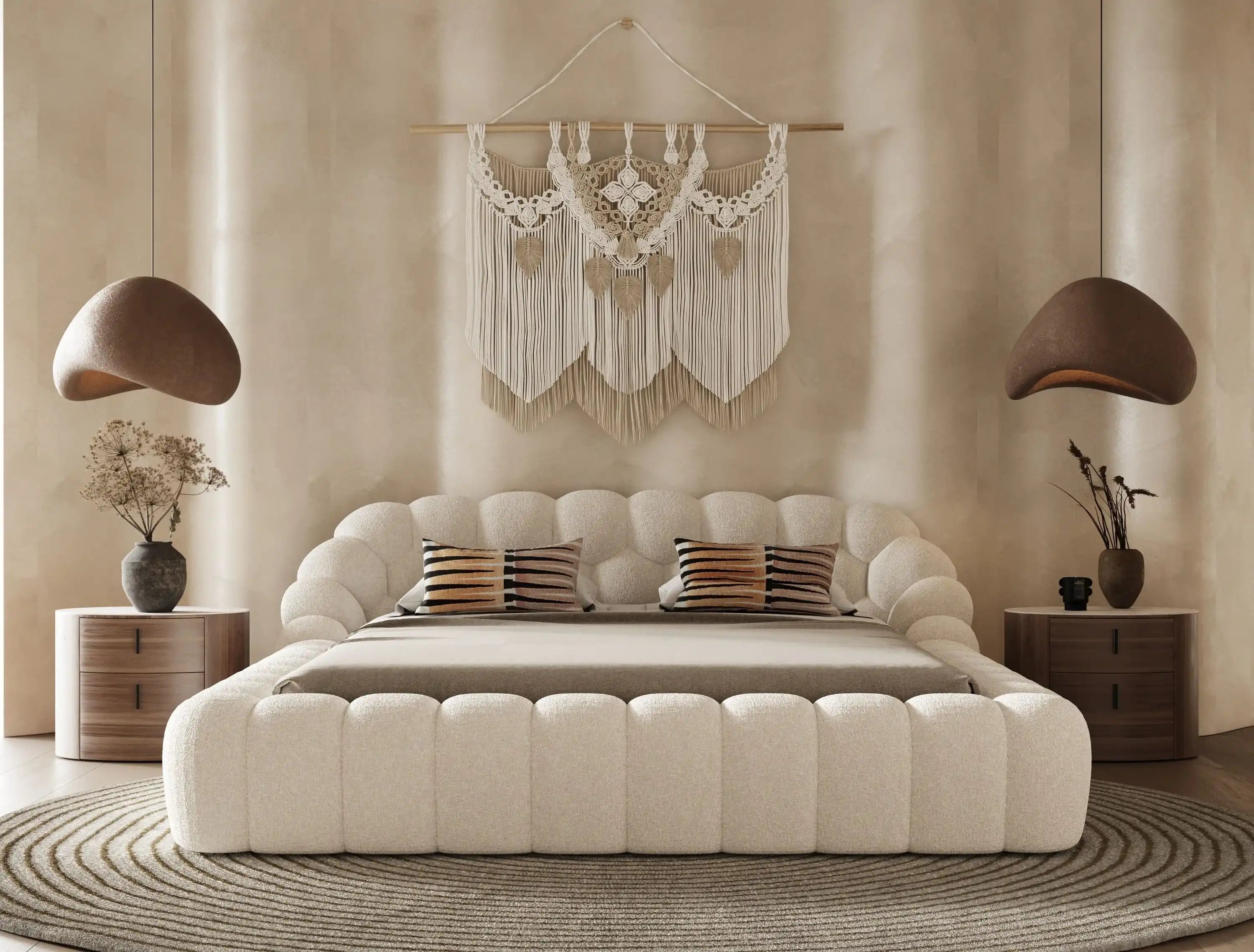 Divani Casa Yolonda - Modern Off-White Fabric Bed King