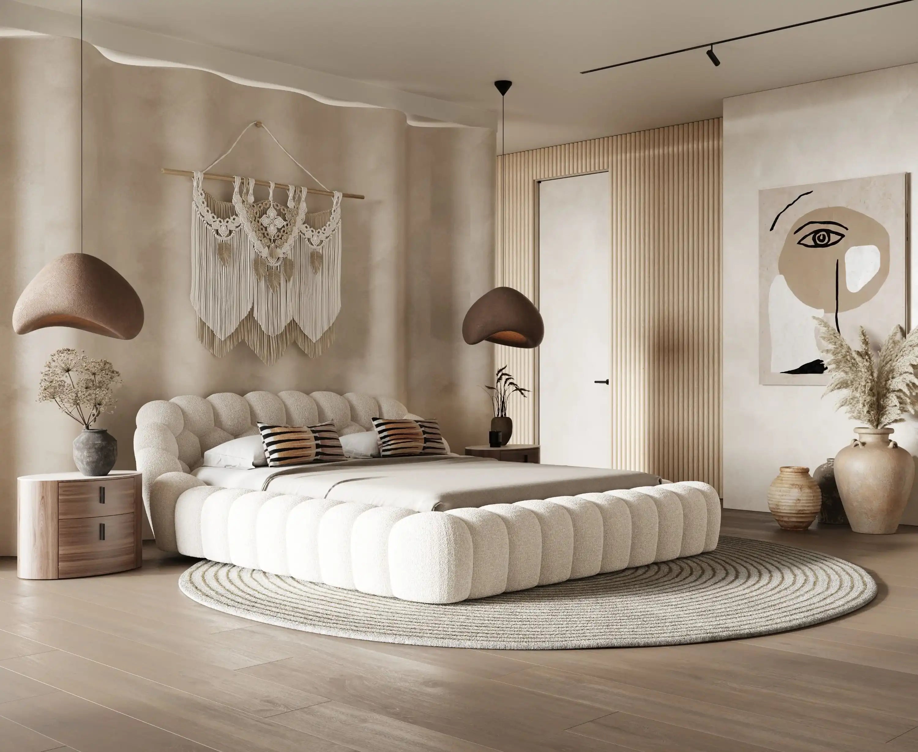 Divani Casa Yolonda - Modern Off-White Fabric Bed King