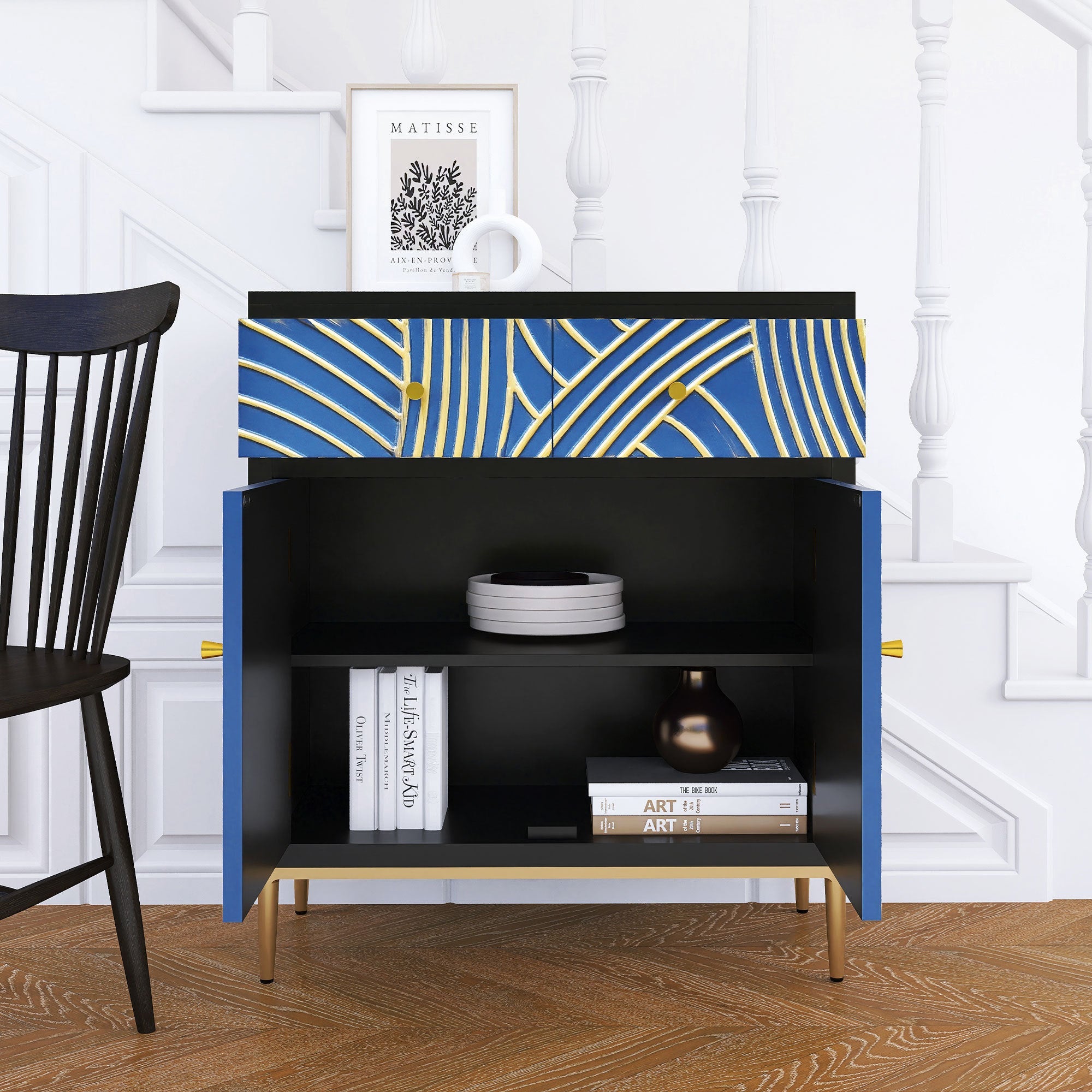 Black & Blue Modern MDF Storage Cabinet – Adjustable Shelf & Drawer - Best Buy Furniture