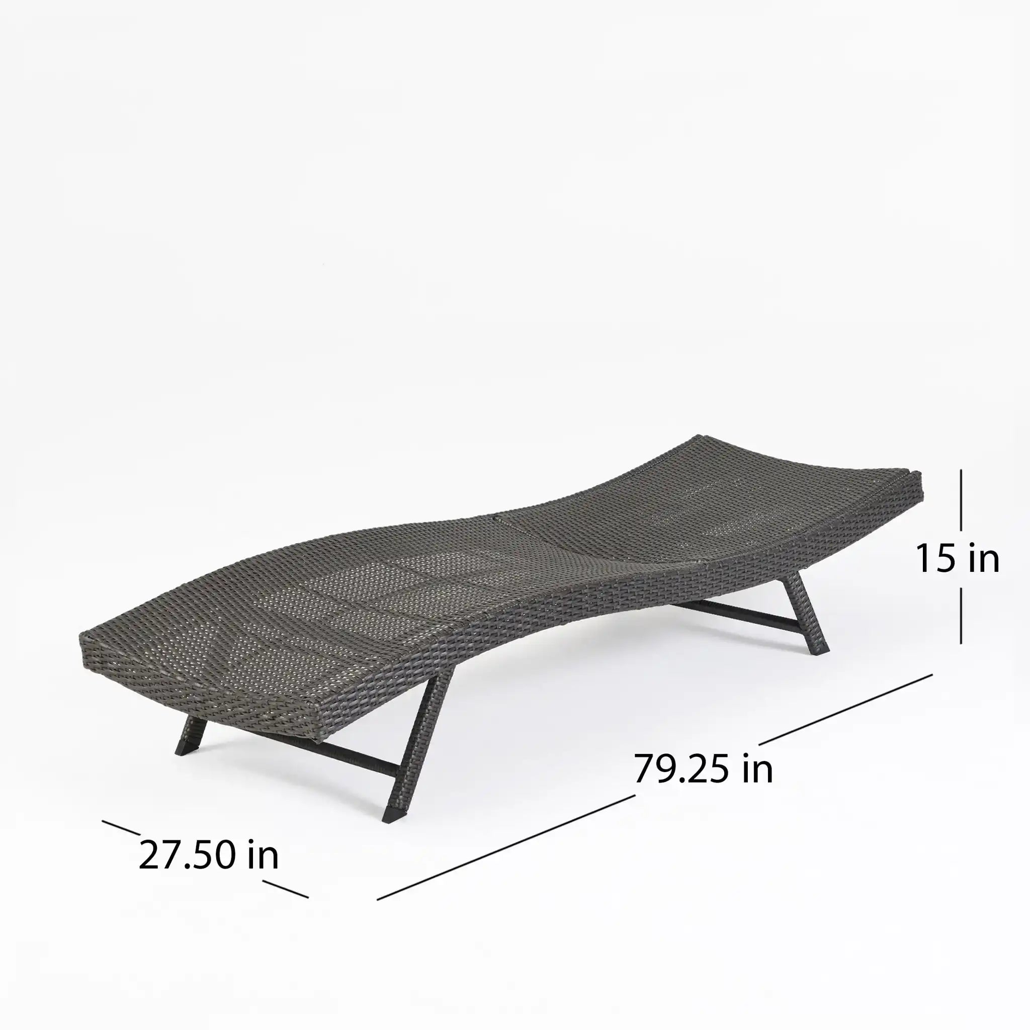 Wicker Chaise With Adjustable Reclining Seats (Set of 2) - Gray