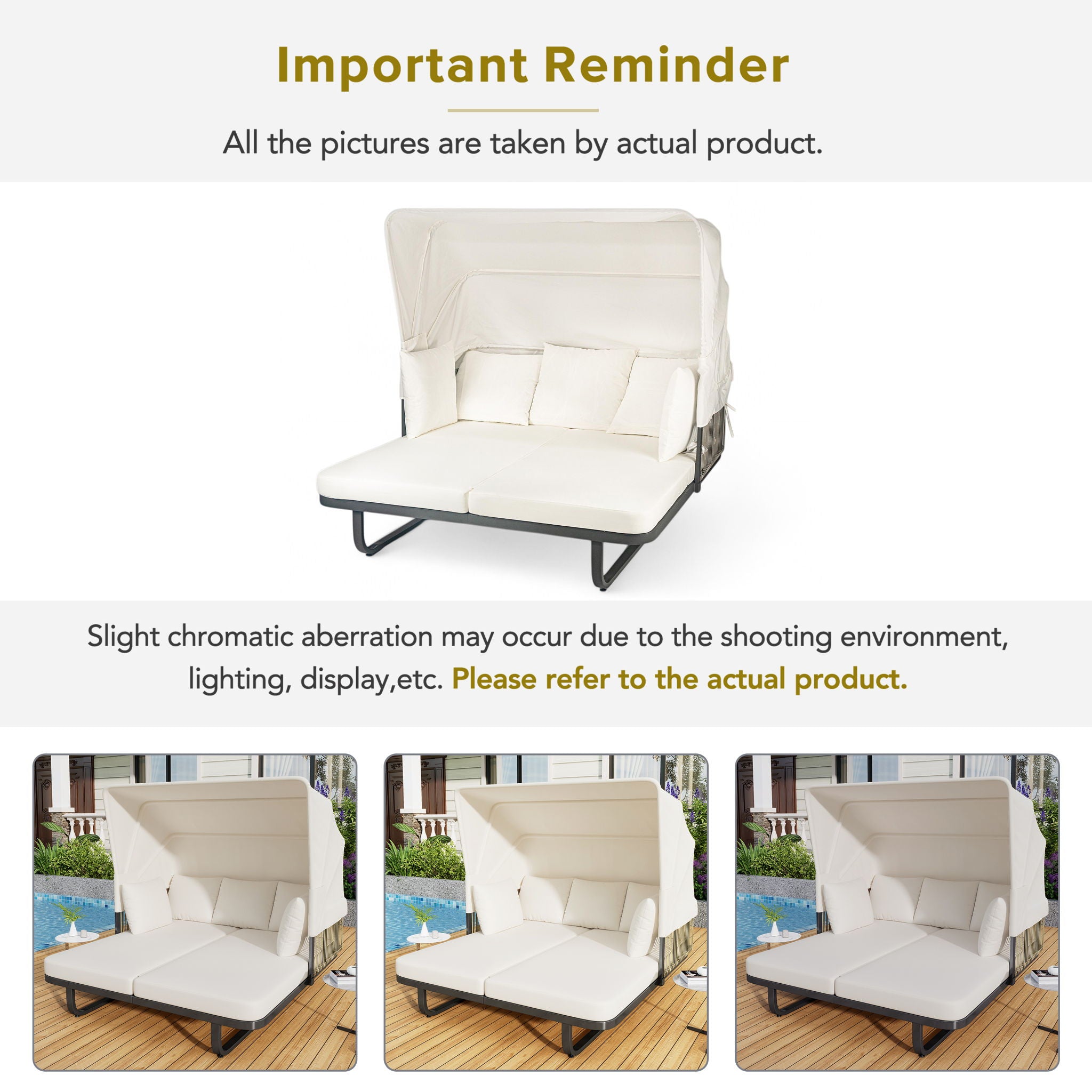 Outdoor Patio Rattan Daybed With Detachable Pillows