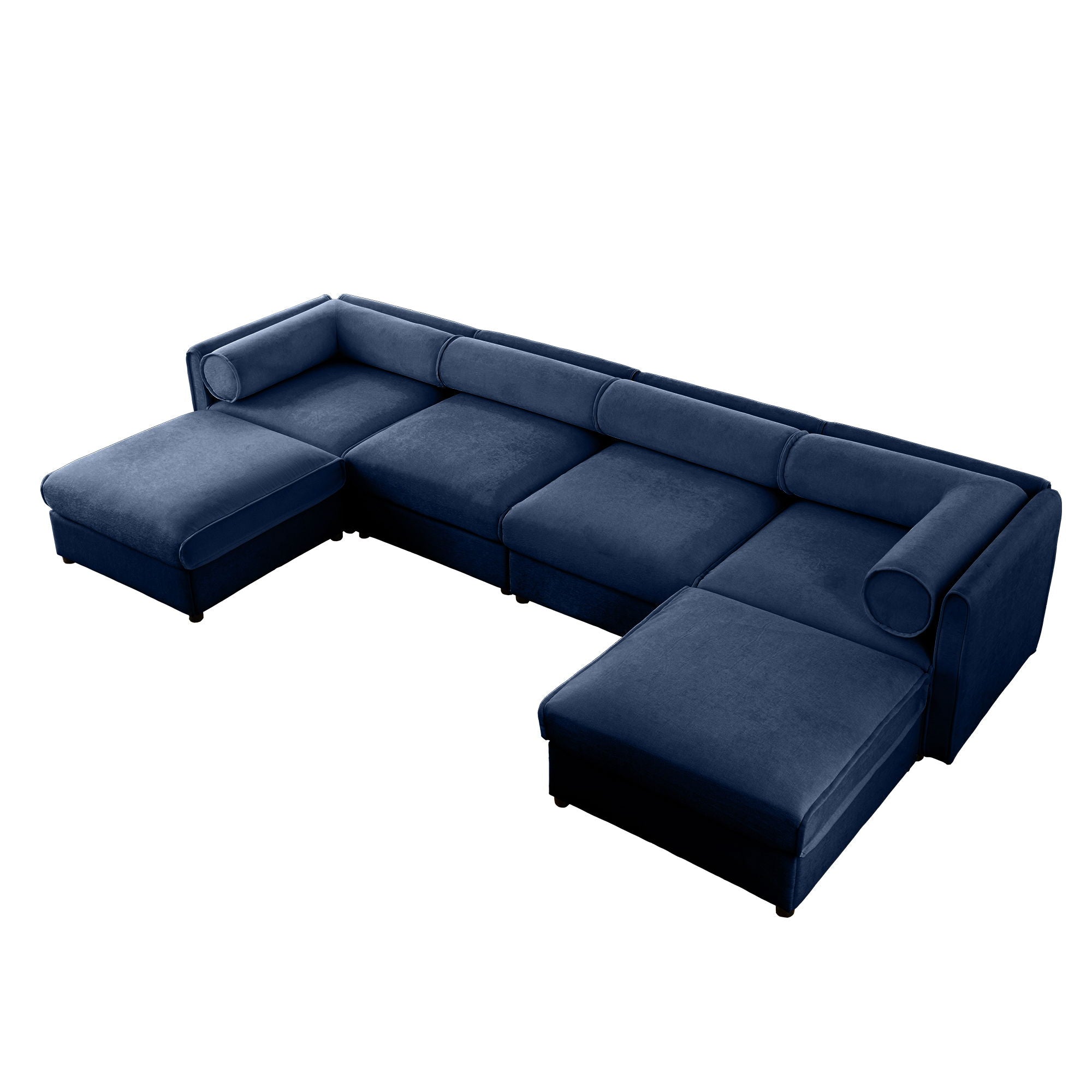 Contemporary Elegant White Chenille Sofa With Storage And Ottoman