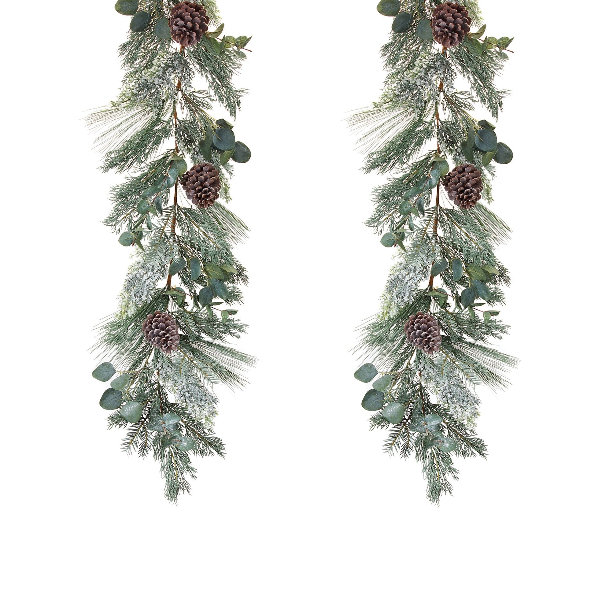 Frosted-Pine-and-Eucalyptus-Holiday-Garland-(Set-of-2)-Christmas-Decor