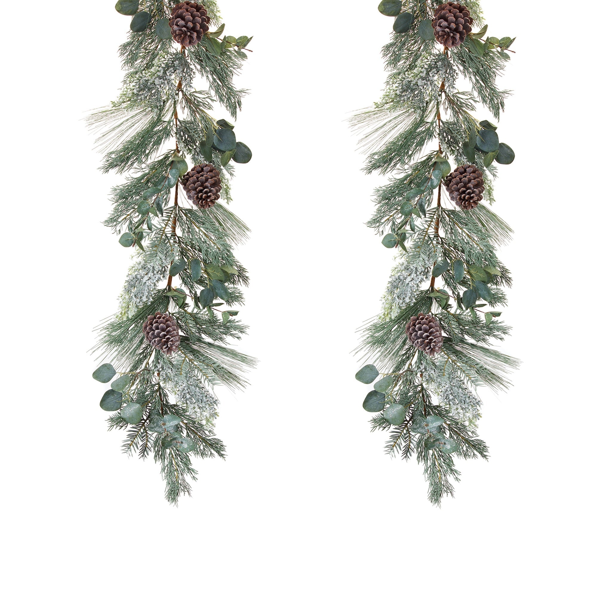 Frosted-Pine-and-Eucalyptus-Holiday-Garland-(Set-of-2)-Christmas-Decor