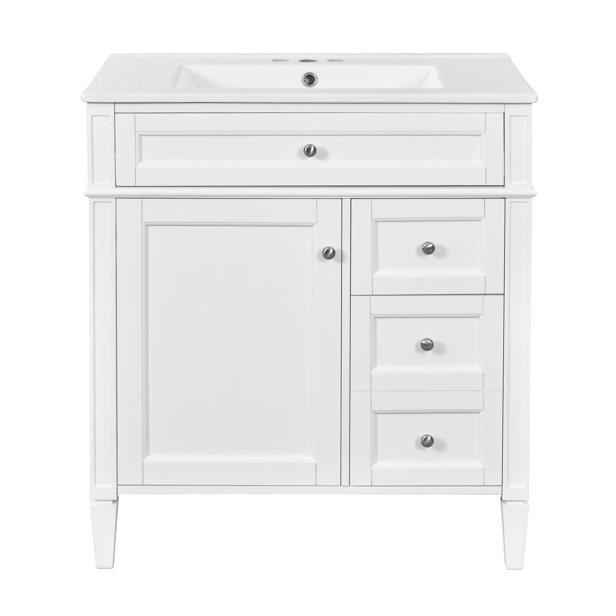 Bathroom Vanity With Top Sink, 2 Drawers & Tip Out Drawer