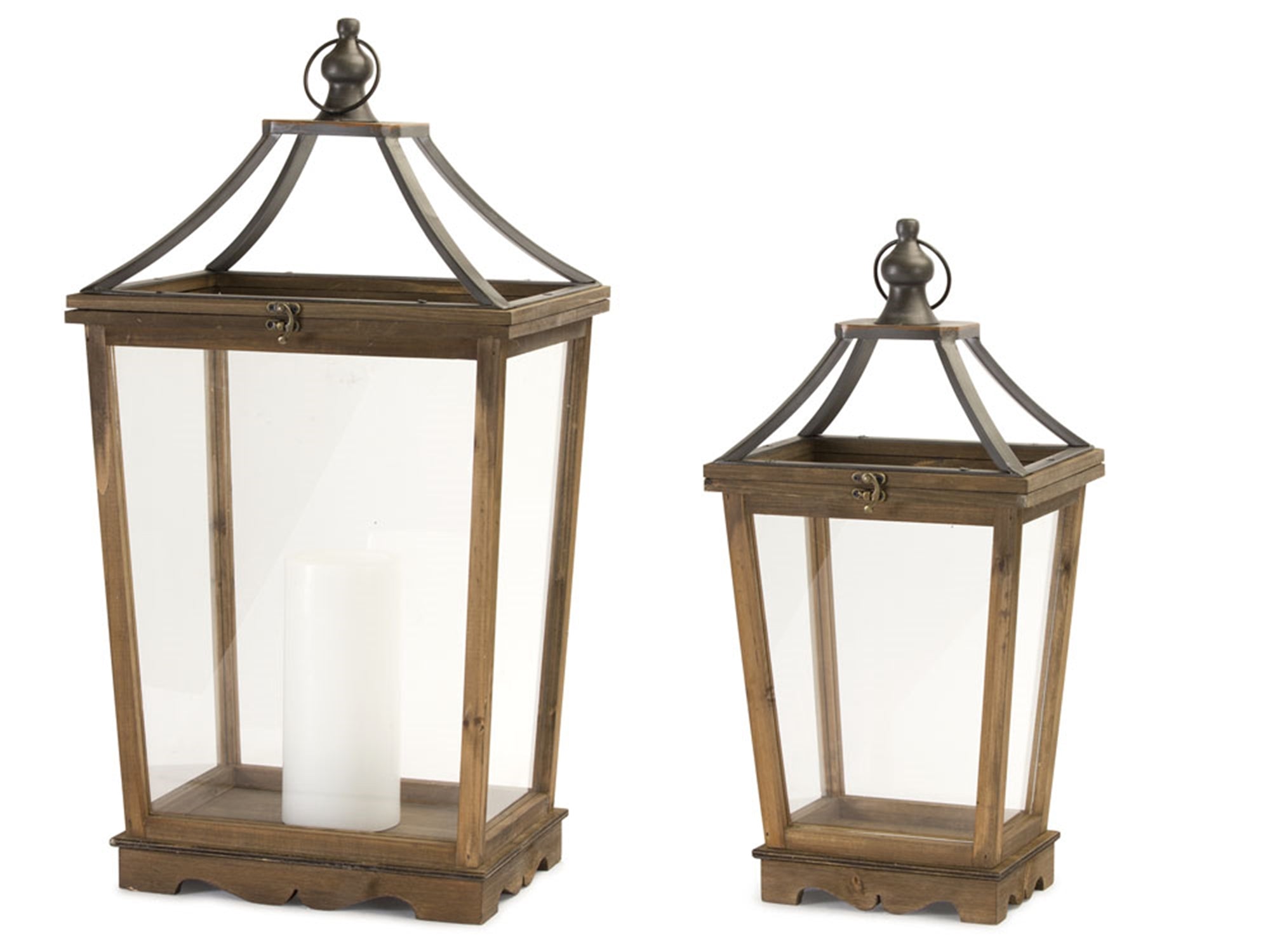 Natural-Wooden-Lantern-with-Open-Top-(Set-of-2)-Outdoor-Lighting