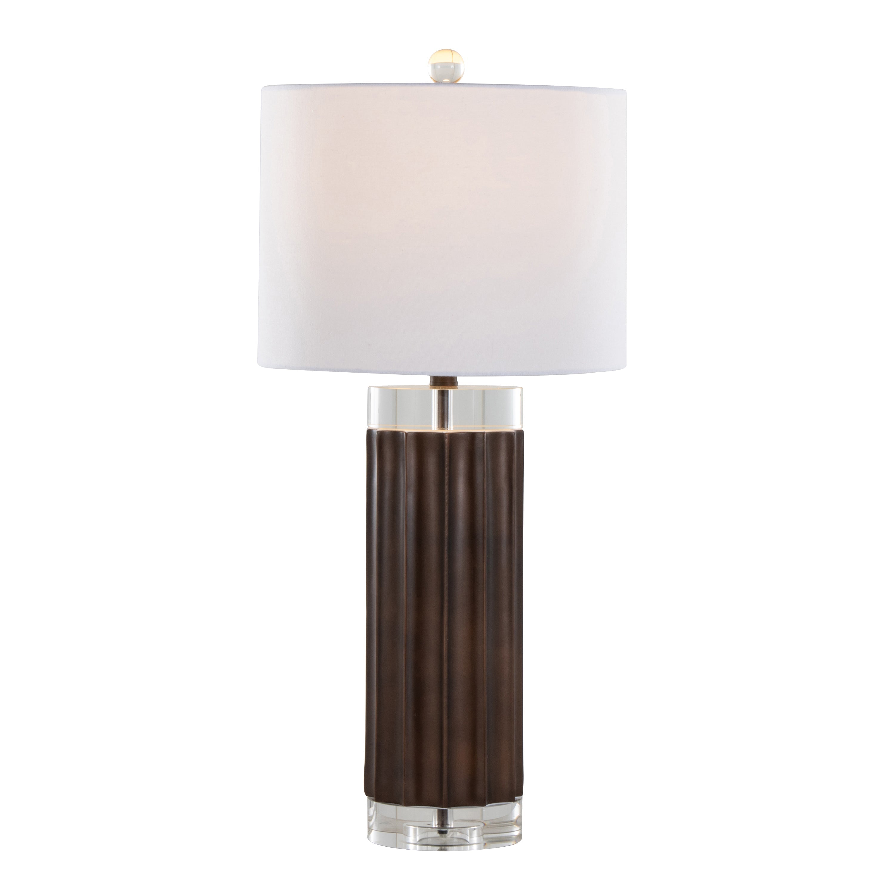 Cylinder Fluted Contemporary Polyresin Table Lamp Set of 2