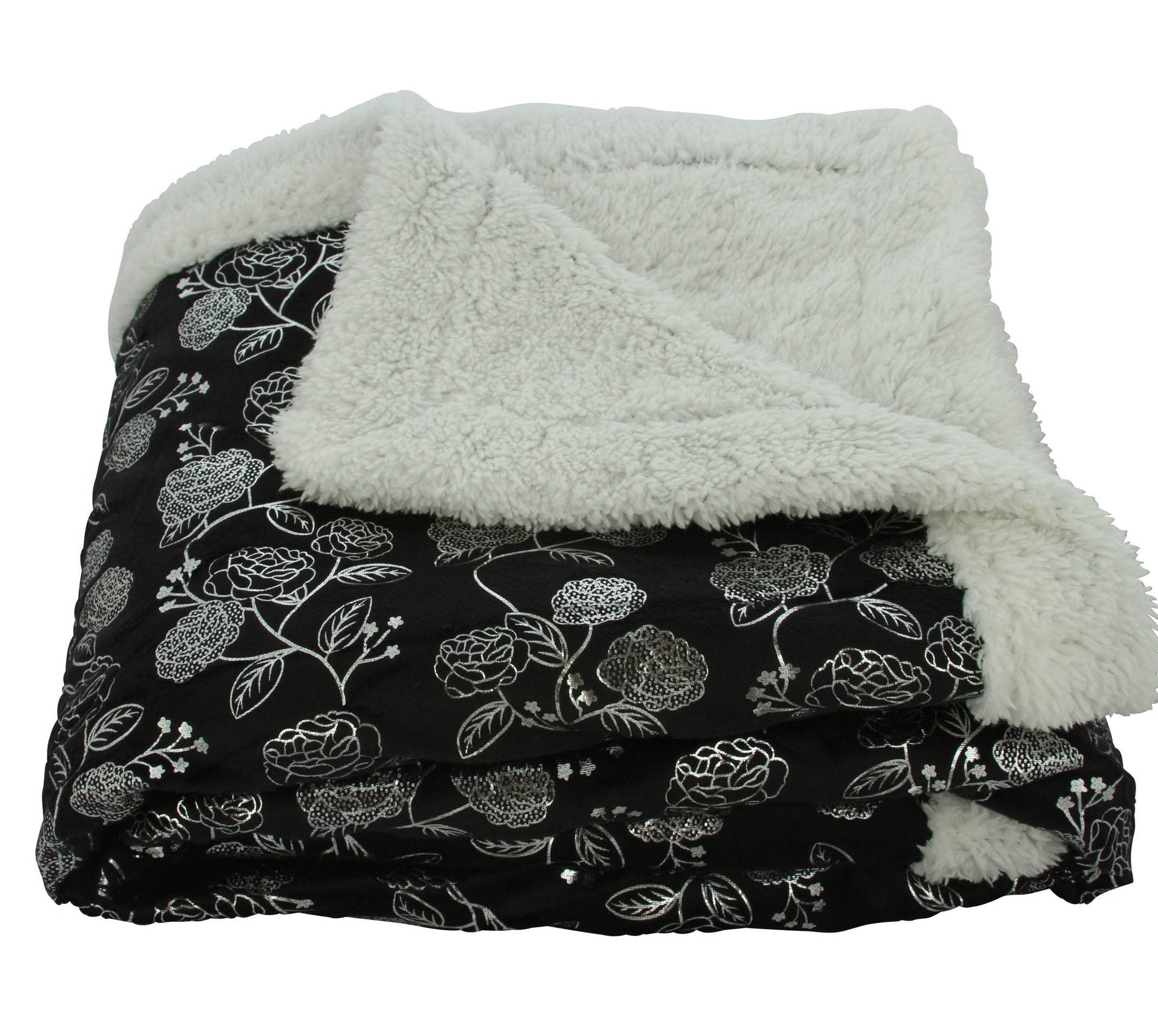 Faith, Hope, Love Home Decor Ultra Lush Silver Rose Reversible Sherpa Throw Blanket - Best Buy Furniture
