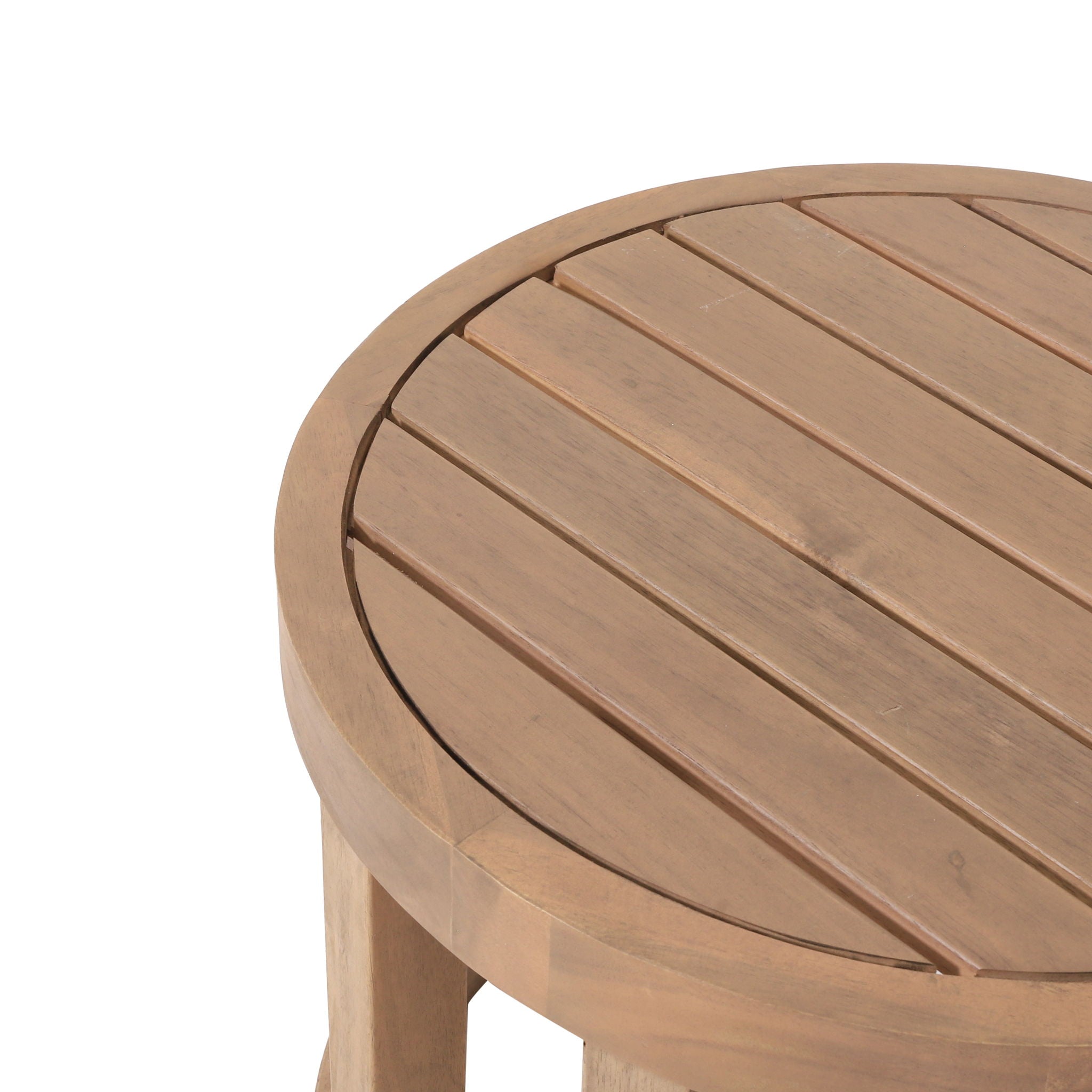Outdoor Acacia Wood Side Table, Solid Side Table For Patio, Pool, Porch - Brown Wash