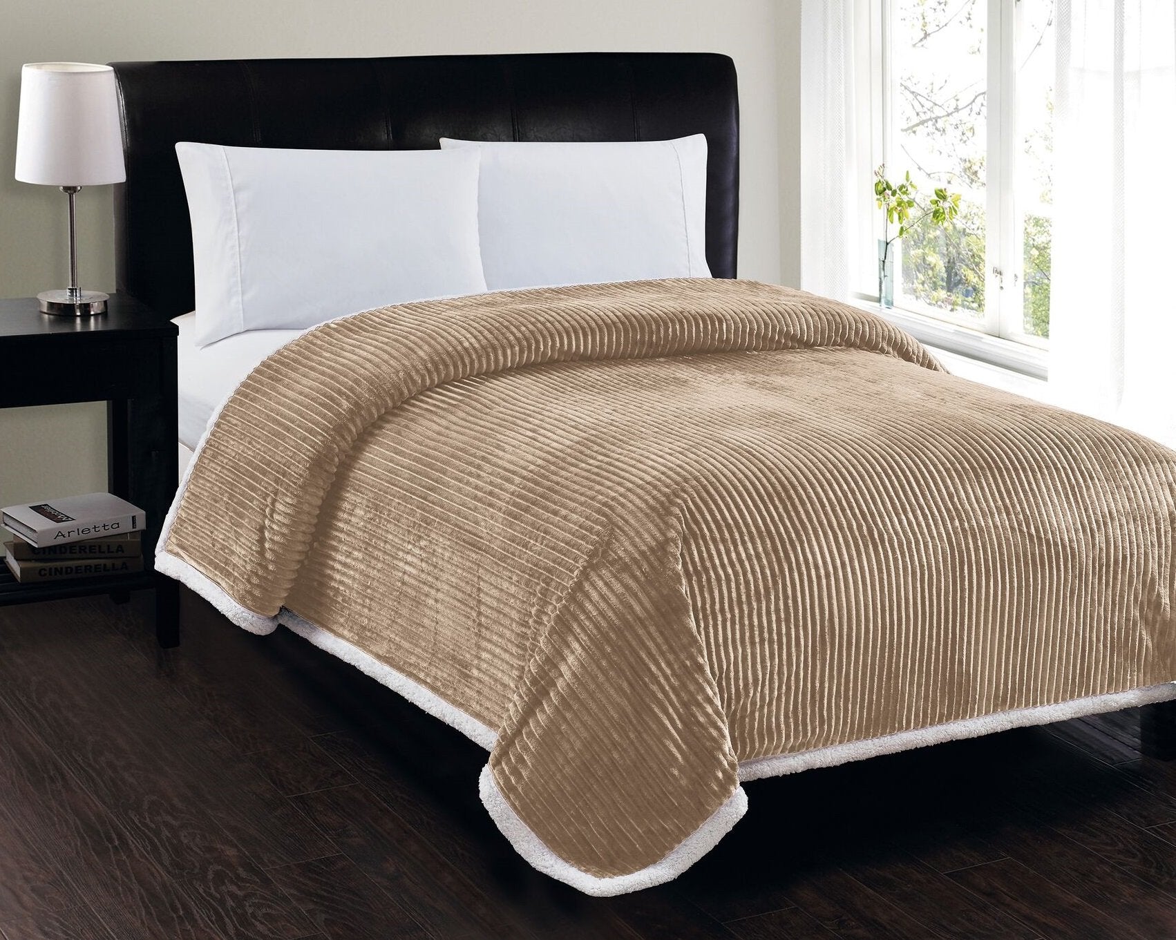 Decor&More Ultra Lush Reversible Sherpa Corduroy Blanket - Best Buy Furniture