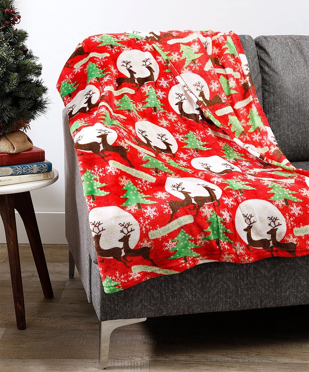 Decor&More Festive Holiday Microplush Throw Blanket (50" x 60") - Holiday Magic - Best Buy Furniture