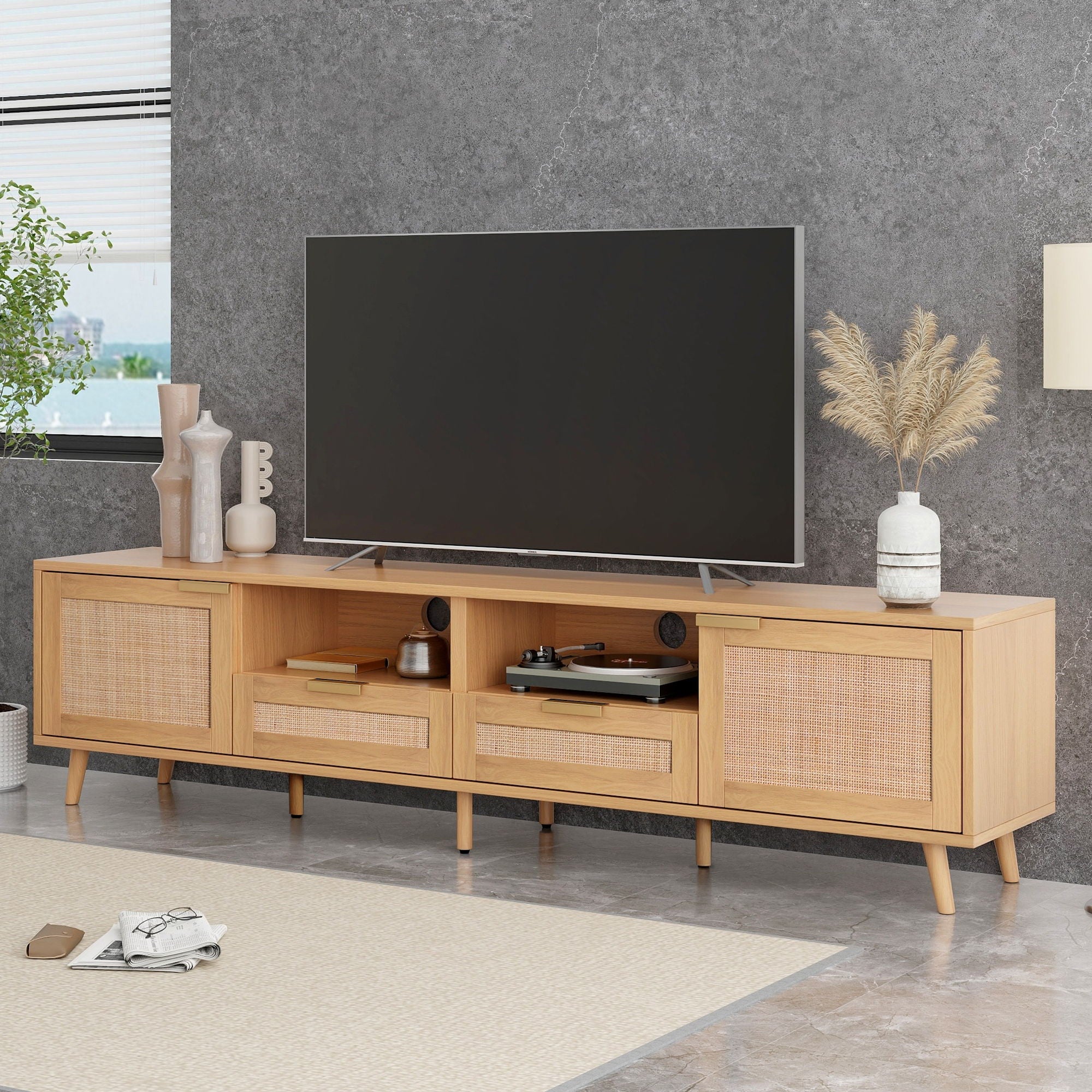 TV Stand, Media Console With Cable Management