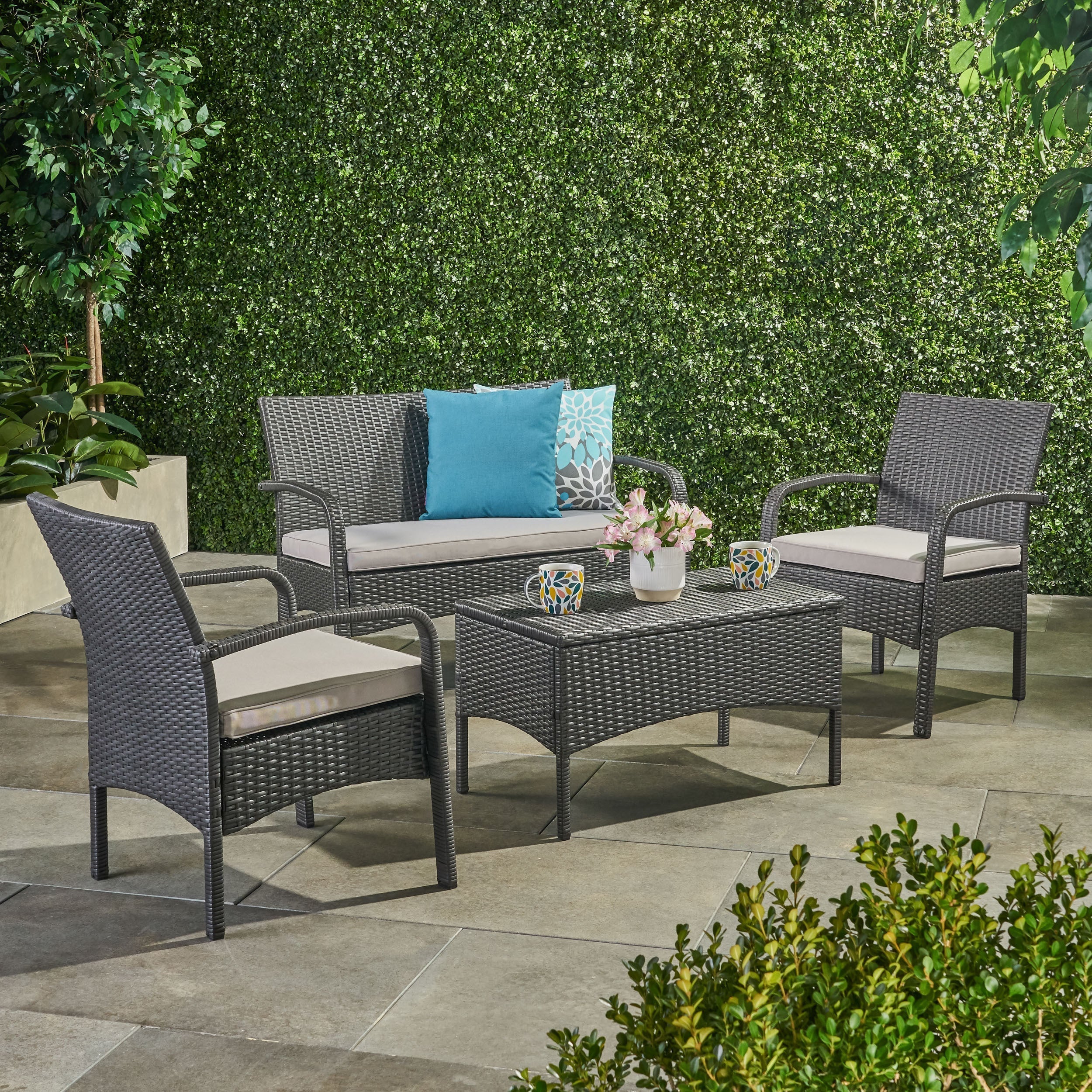Cordoba KD Wicker 4 Piece Chat Set