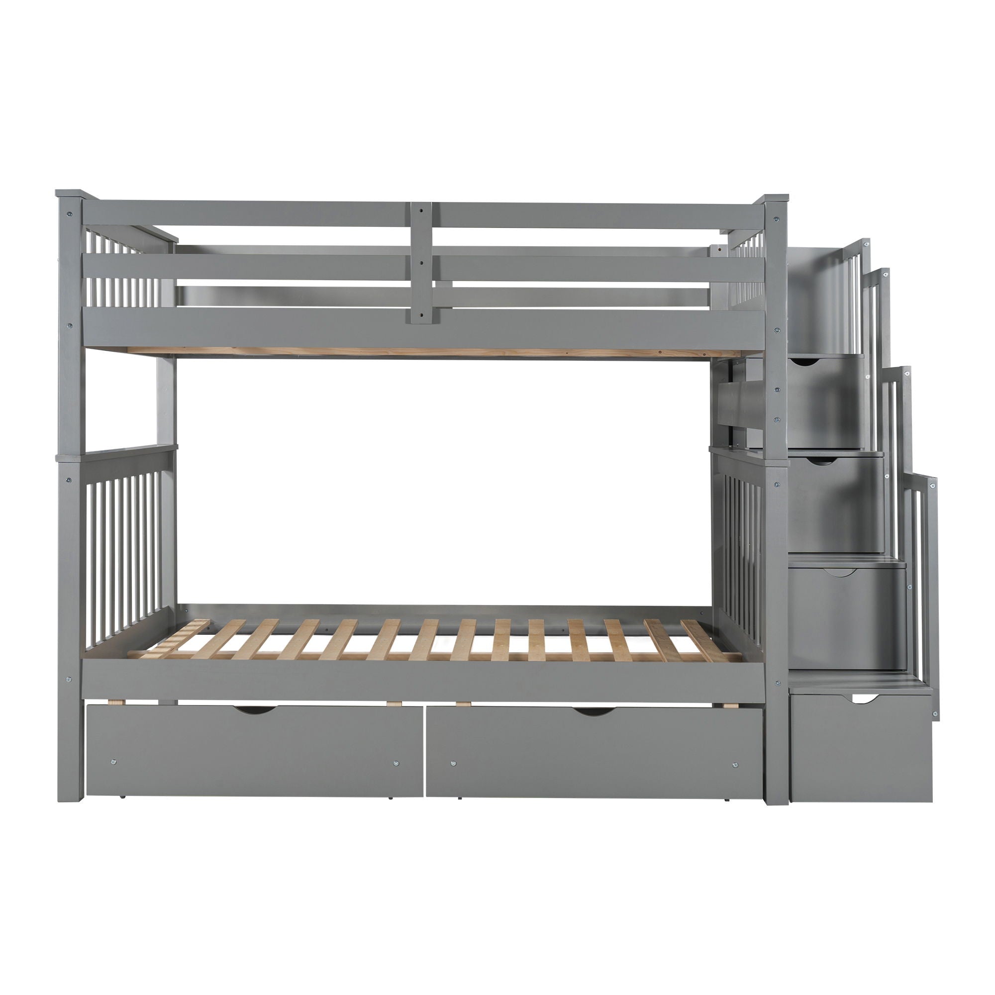 Bunk Bed With Shelves And 6 Storage Drawers