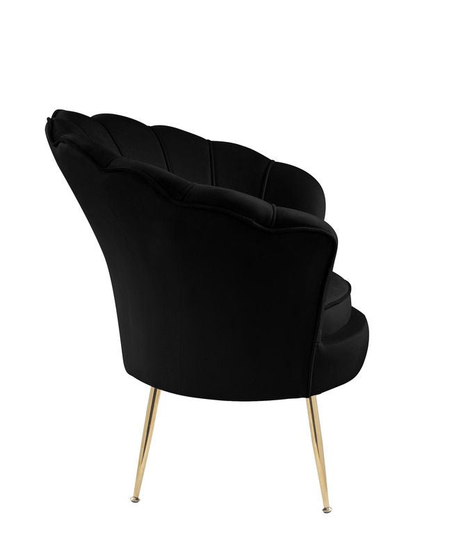 Angelina - Velvet Scalloped Back Barrel Accent Chair With Metal Legs - Best Buy Furniture