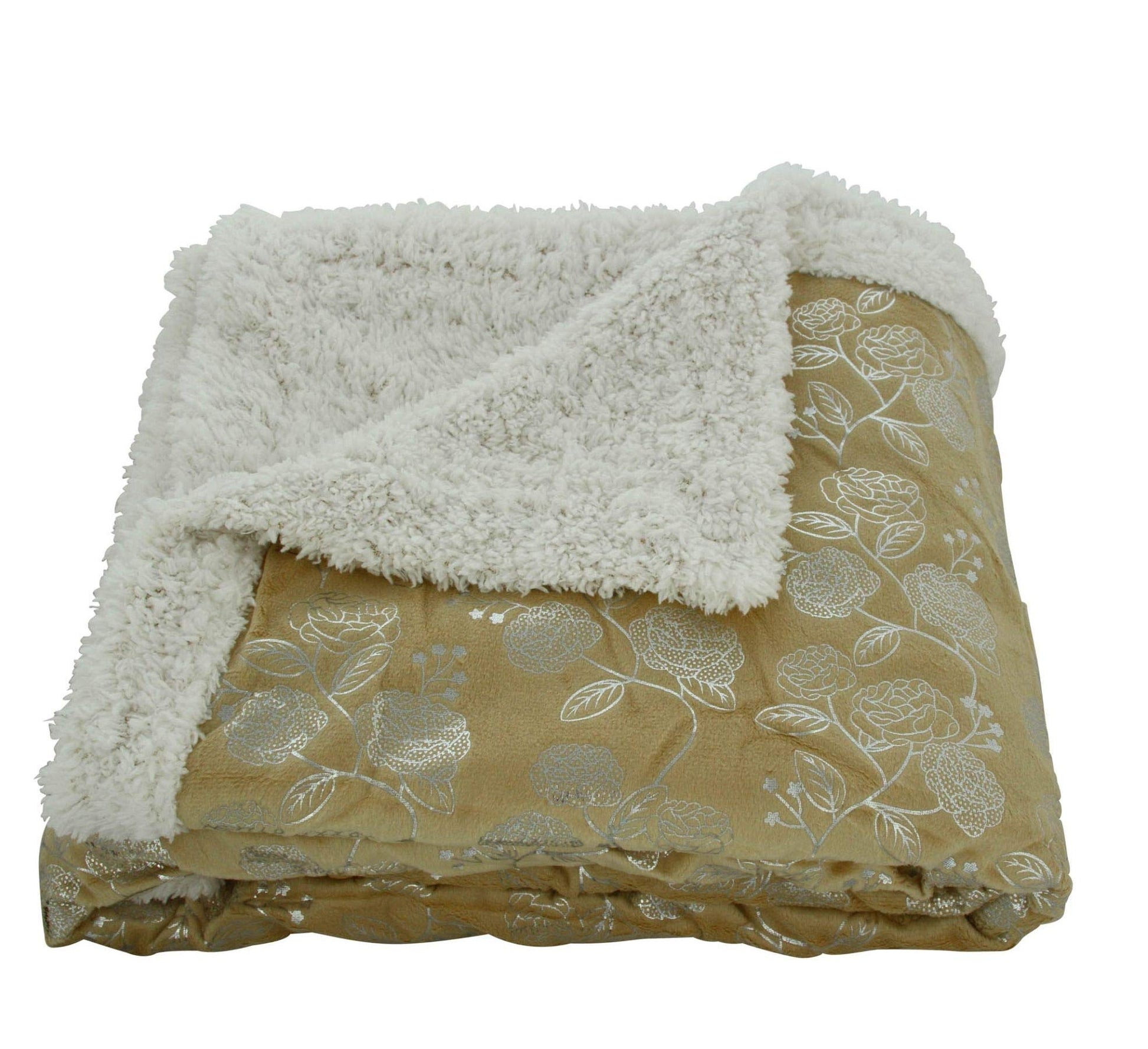 Faith, Hope, Love Home Decor Home Essentials Silver Flower Sherpa Plush Throw - Best Buy Furniture