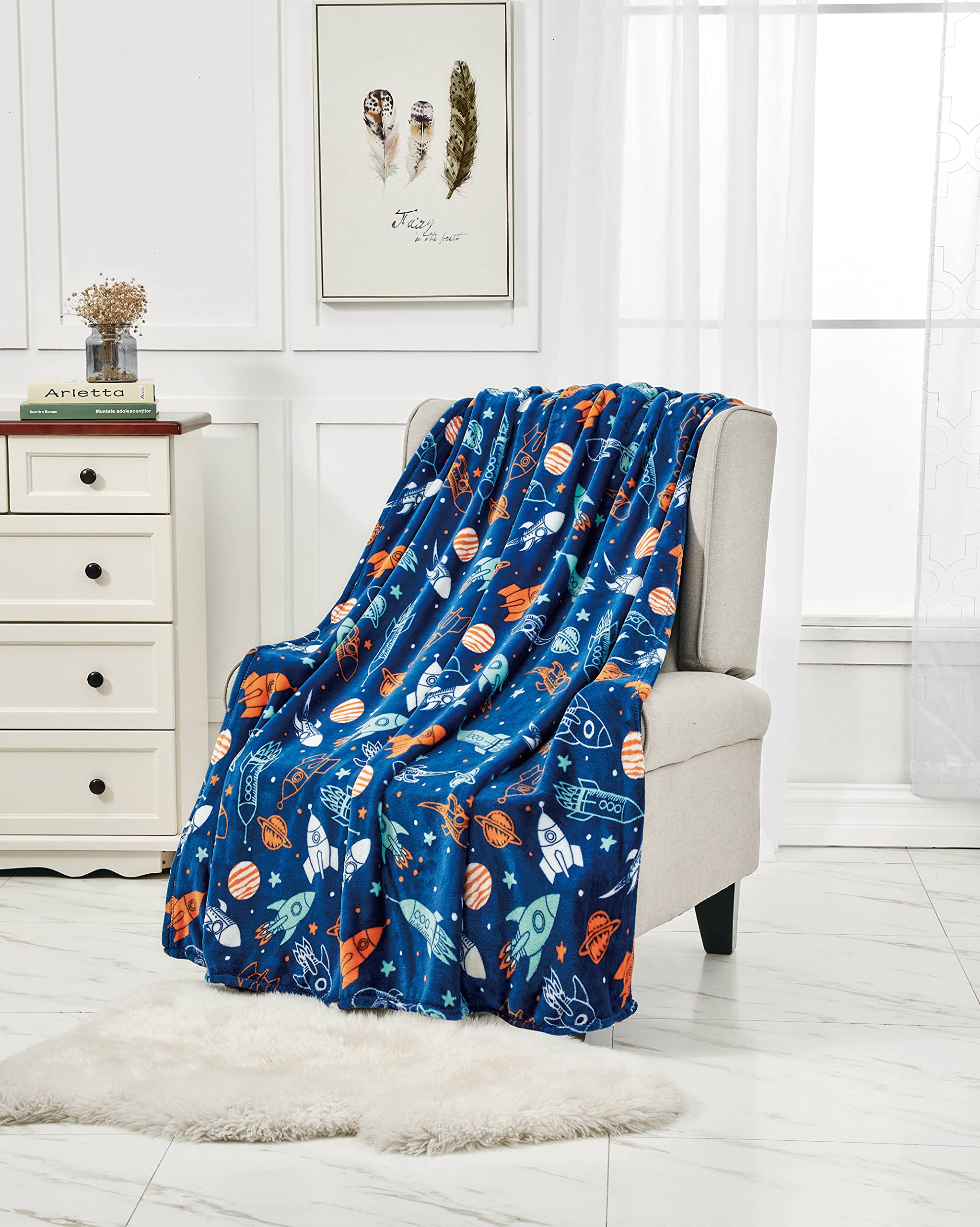 Decor&More Out of This World Plush Fleece Throw Blanket (50 inches x 60 inches ) - Space Adventure - Best Buy Furniture