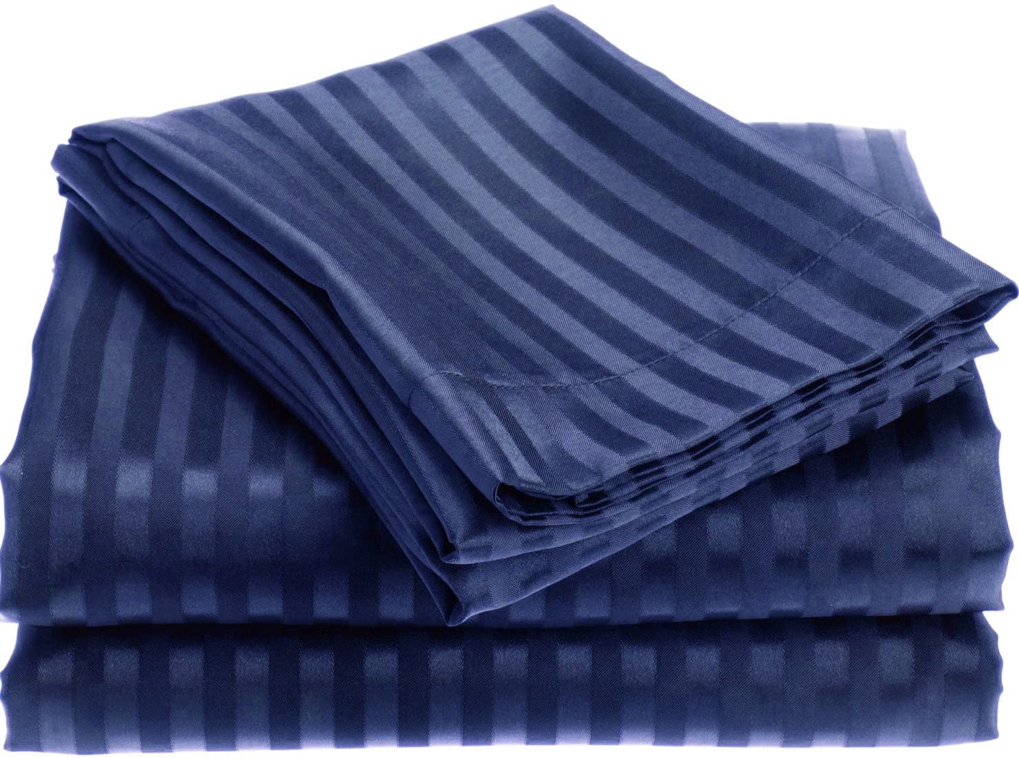 Noble house 1800 series wrinkle resistant embossed stripe sheet set