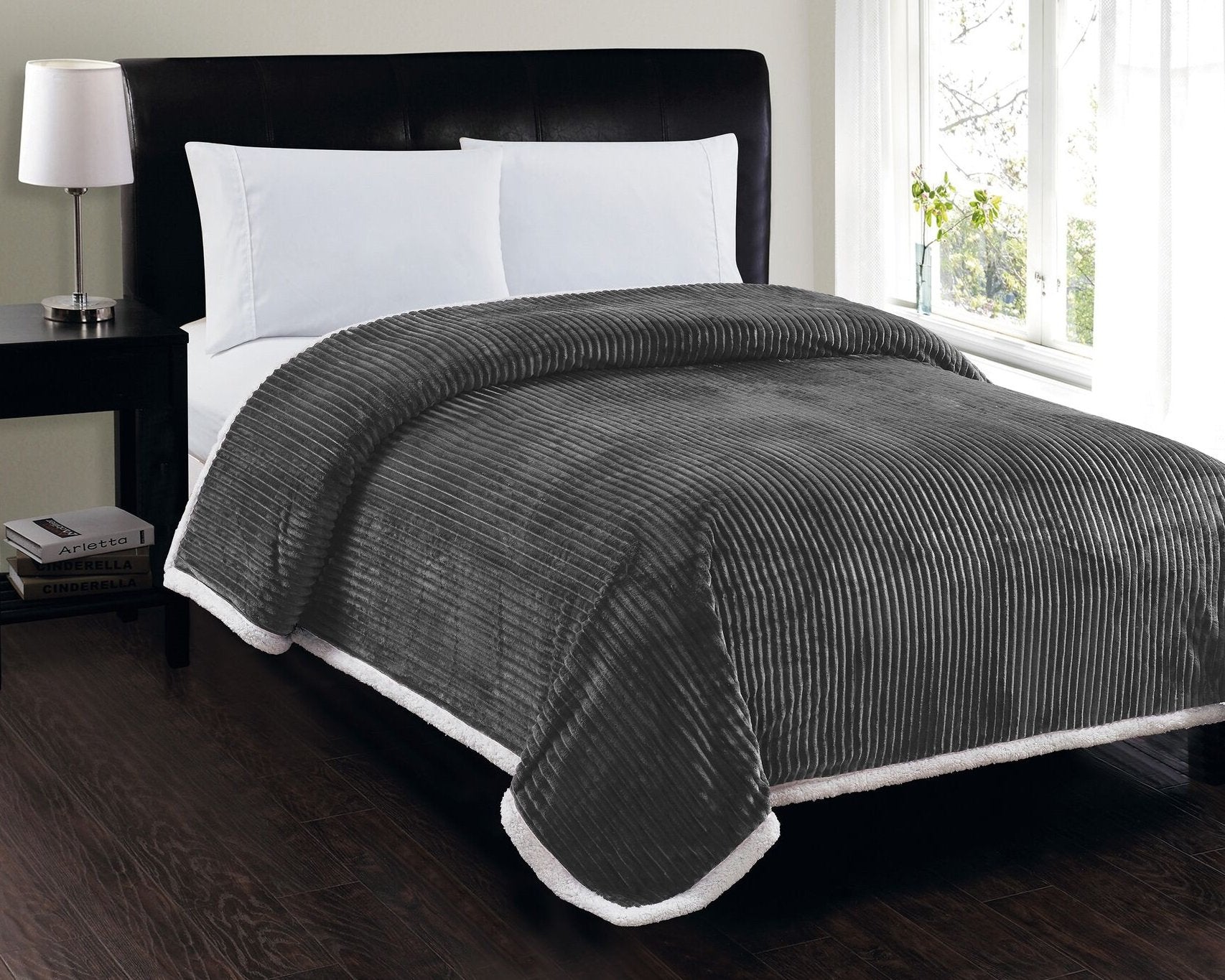 Decor&More Ultra Lush Reversible Sherpa Corduroy Blanket - Best Buy Furniture